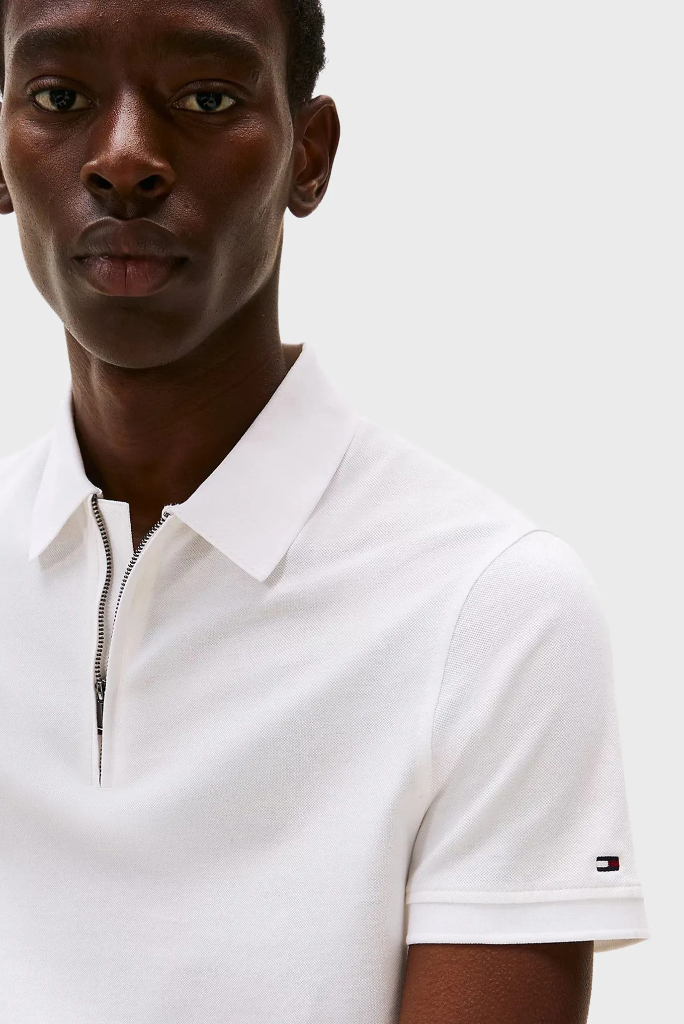Чоловіче біле поло PERFORMANCE ZIP 4