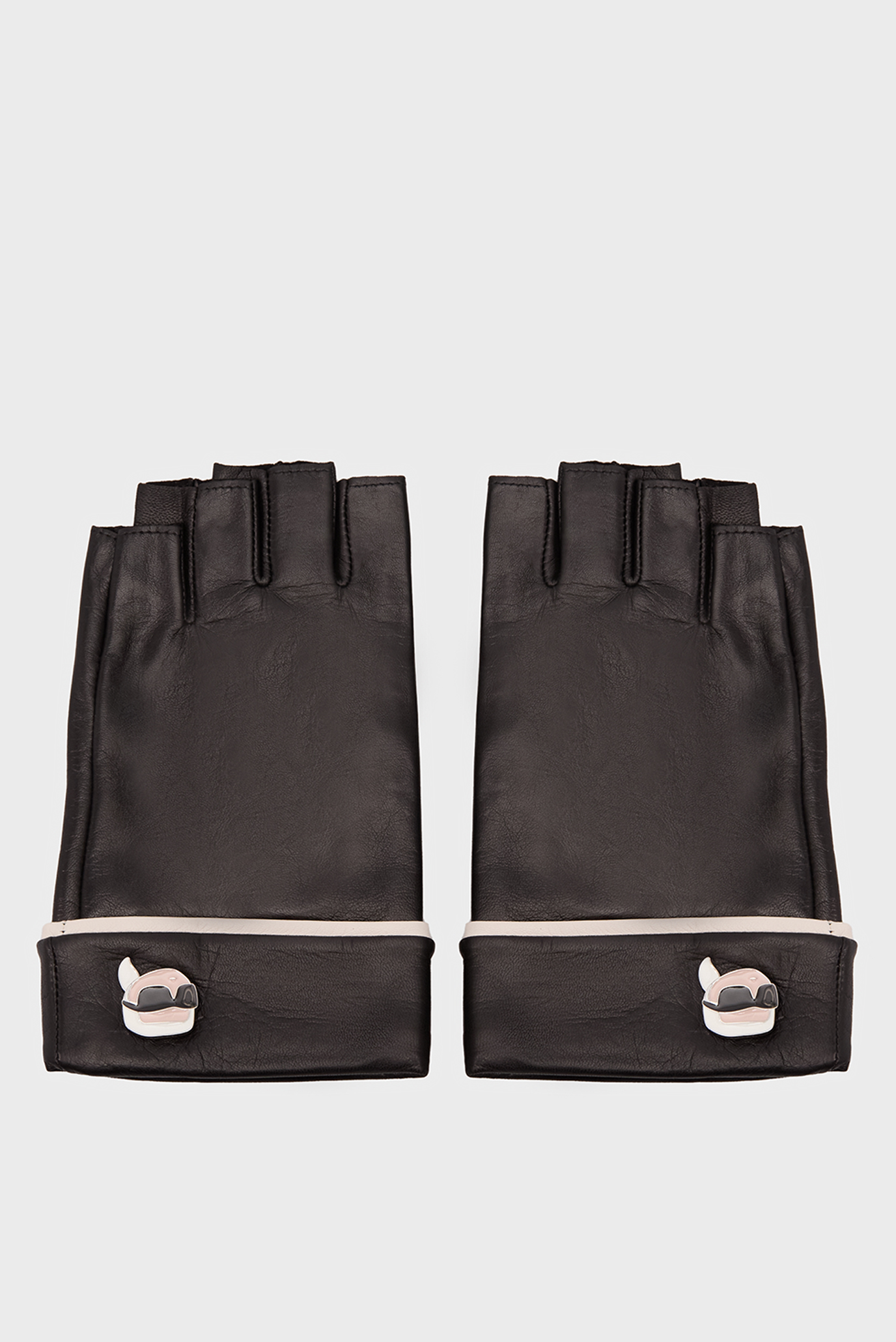 Женские черные кожаные митенки K IKONIK 2.0 PIN FL GLOVES 1