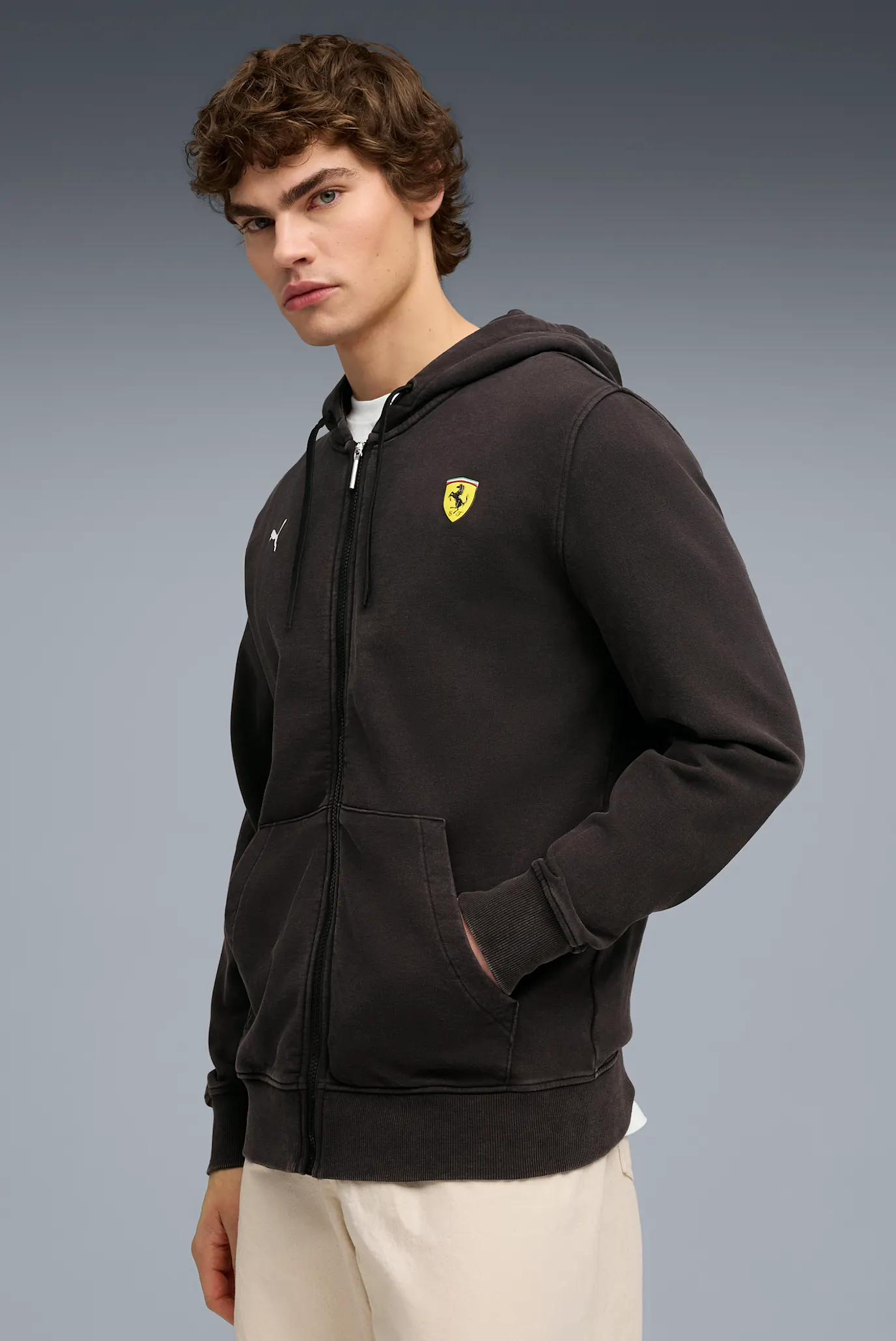 Мужское черное худи Scuderia Ferrari Sportswear Hooded Sweat Jacket Men 1