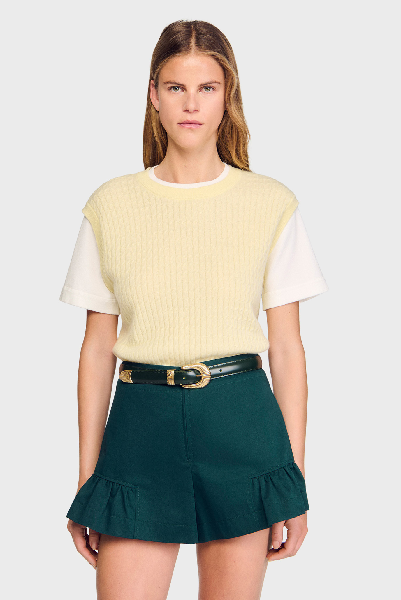 Женский шерстяной джемпер Разноцветный S Sandro SFPPU02402_Light Yellow Женский шерстяной джемпер Разноцветный S Sandro SFPPU02402_Light Yellow