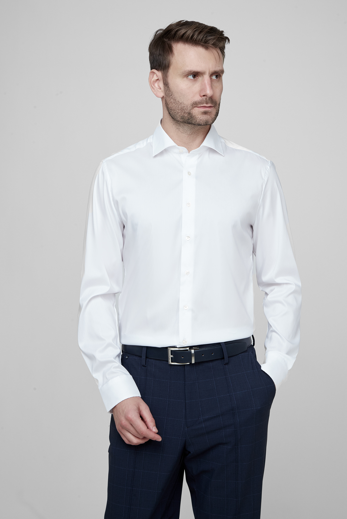 Мужская белая рубашка SLIM FIT 1