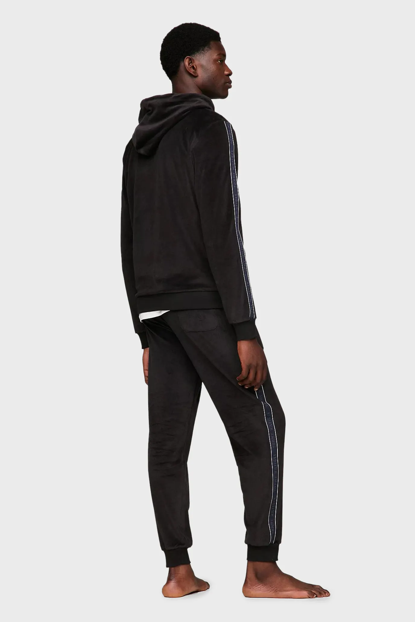 Мужское черное велюровое худи HWK FZ HOODIE RIB VELOUR Tommy