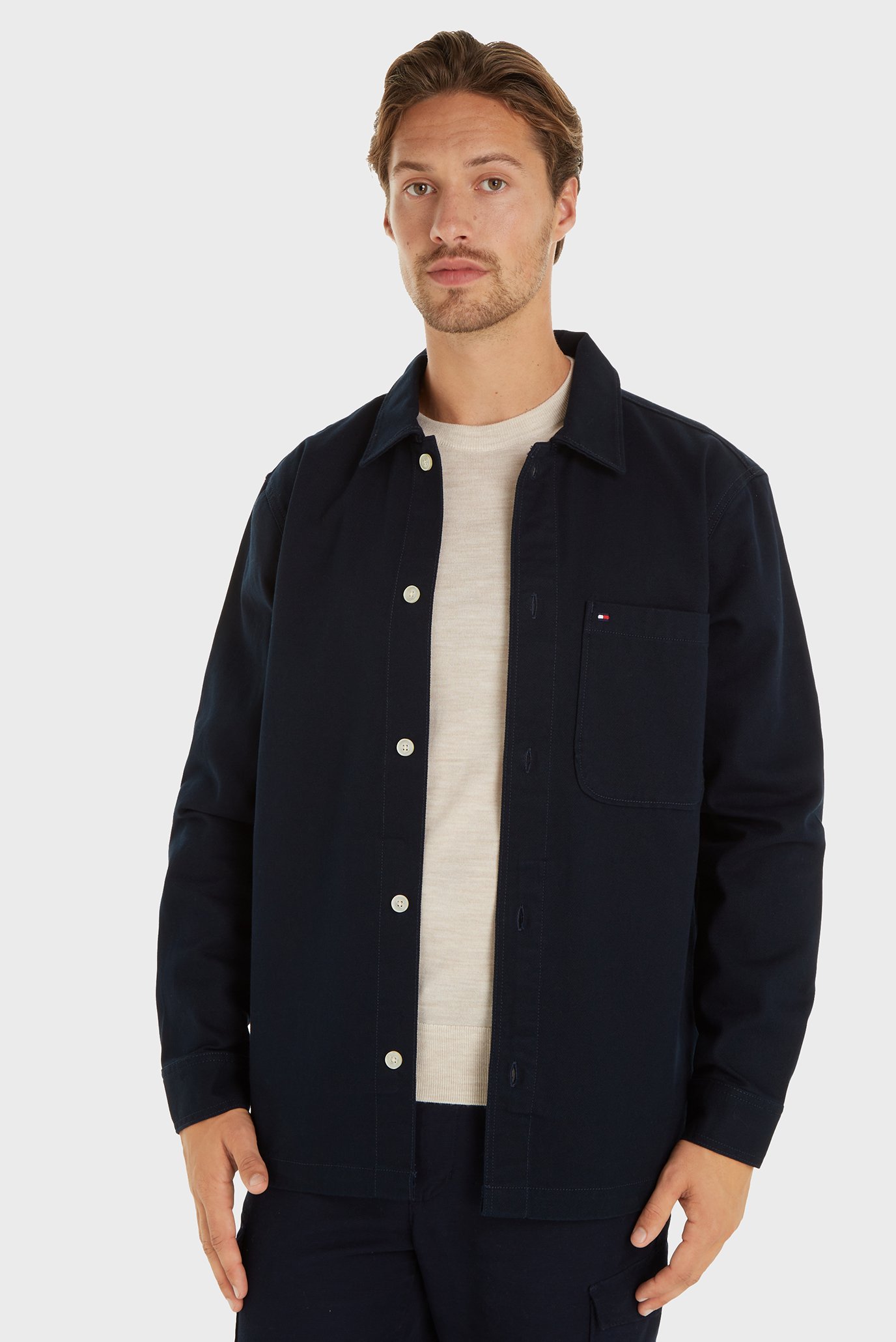 Мужская темно-синяя рубашка TWILL SHIRT JACKET Синий XXL Tommy Hilfiger MW0MW35818 Мужская темно-синяя рубашка TWILL SHIRT JACKET Синий XXL Tommy Hilfiger MW0MW35818