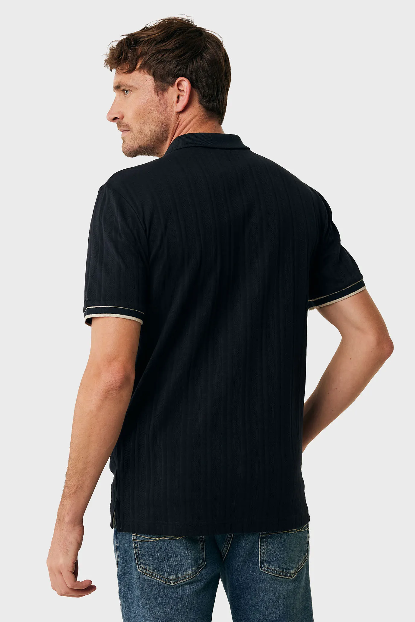 Мужское черное поло Jacquard polo regular fit 3