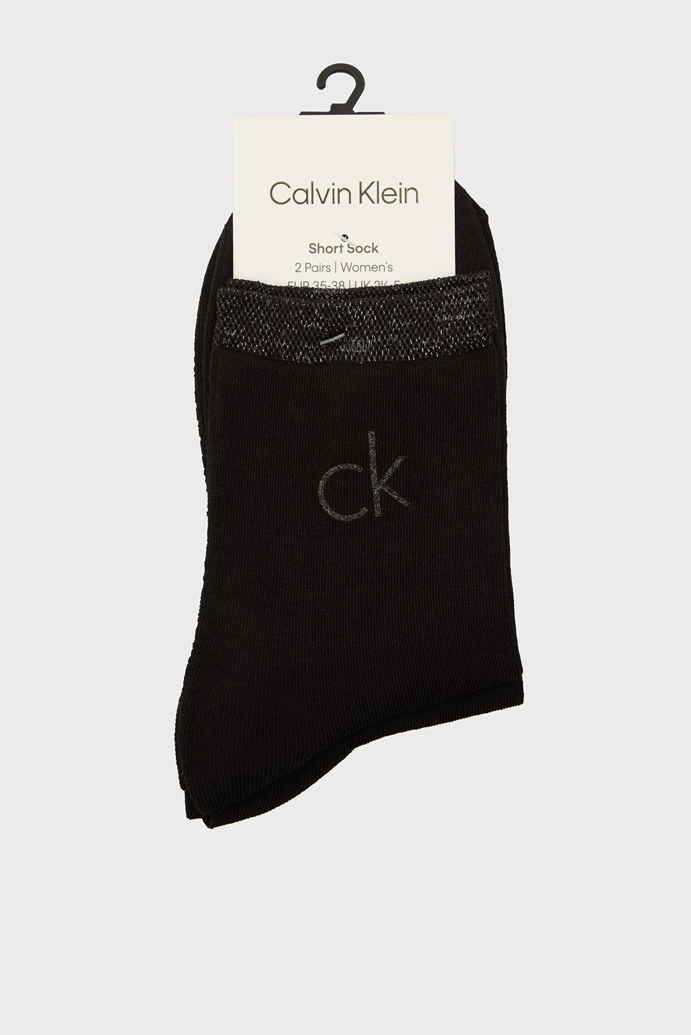 Жіночі чорні шкарпетки (2 пари) CK WOMEN SHORT SOCK 2P SHINY LOGO 1