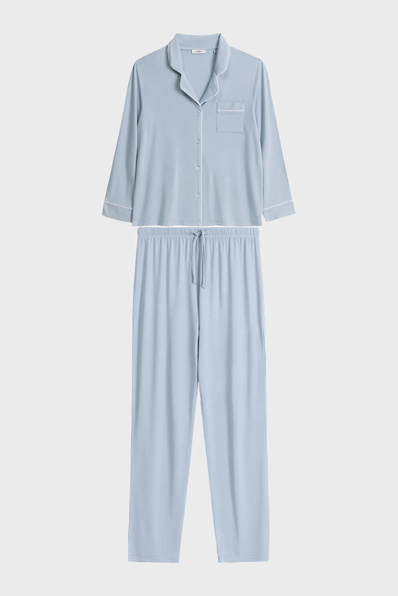 Жіноча блакитна піжама (сорочка, брюки) 6