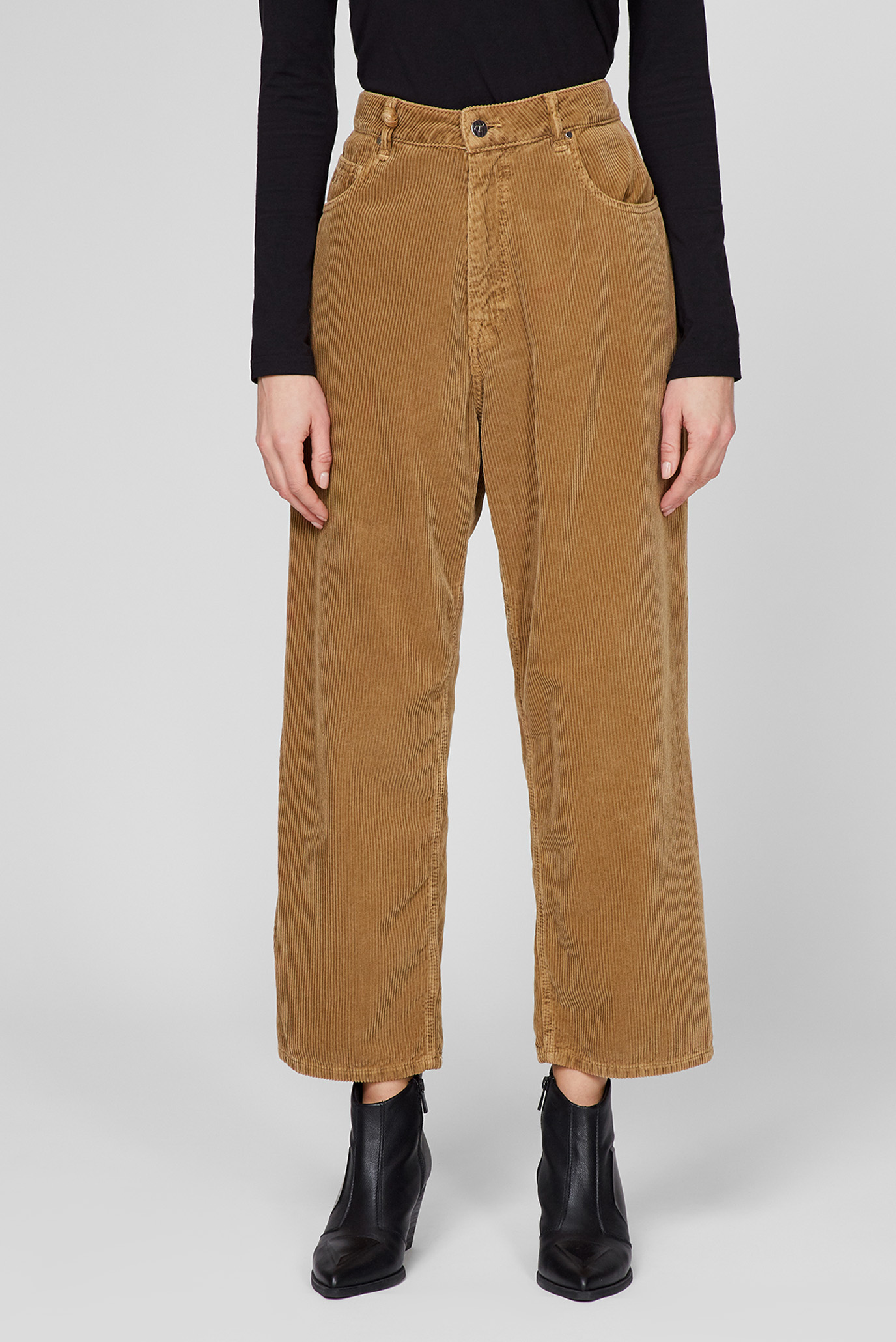 Жіночі коричневі вельветові брюки 1