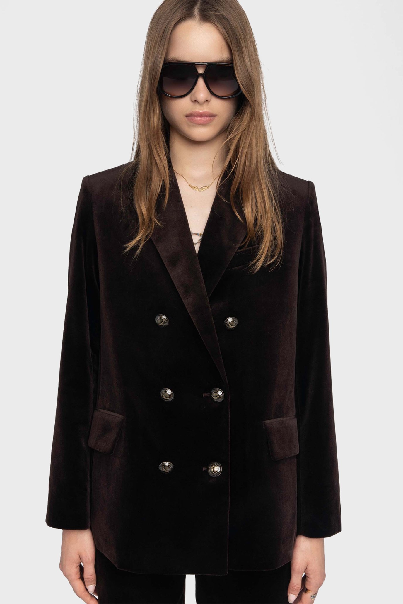 Женский темно-коричневый жакет Vaska Коричневый 34 ZADIG&VOLTAIRE WWBL01943_DARK CHOCOLATE Женский темно-коричневый жакет Vaska Коричневый 34 ZADIG&VOLTAIRE WWBL01943_DARK CHOCOLATE
