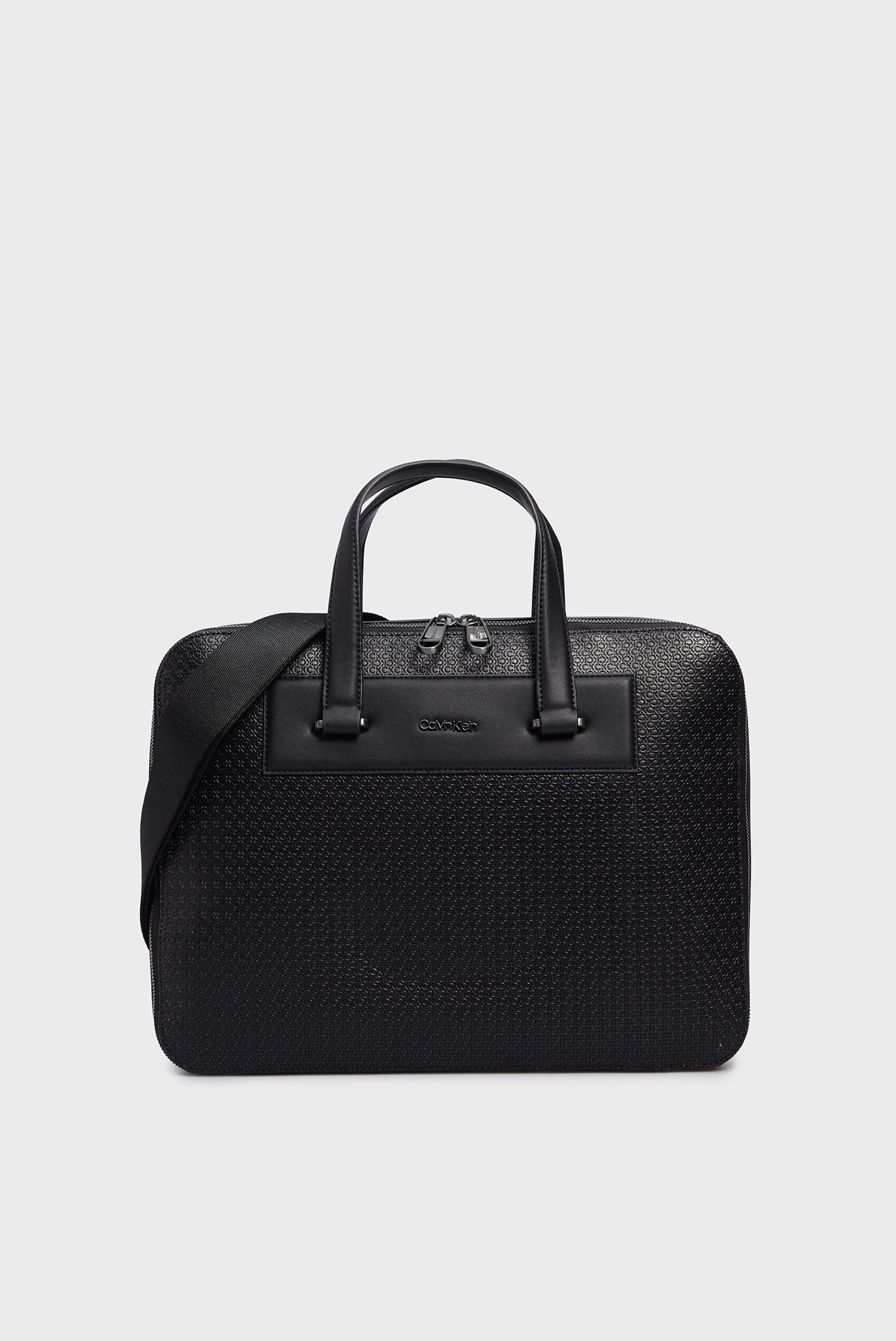 Чоловіча чорна сумка для ноутбука з візерунком MINIMALISM SLIM LAPTOP BAG MONO 1