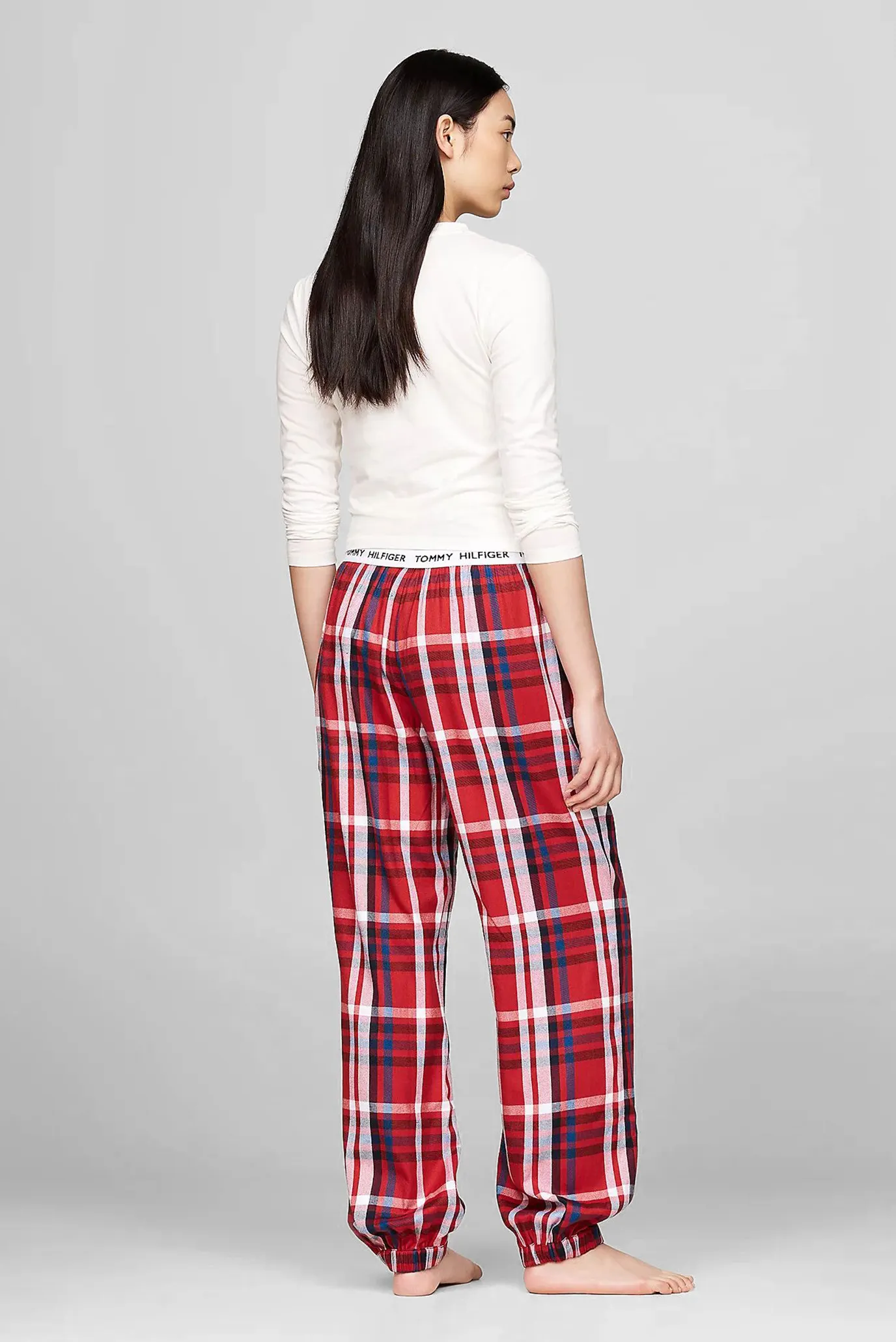 Женские красные брюки в клетку FLANNEL CUFFED PANT 3