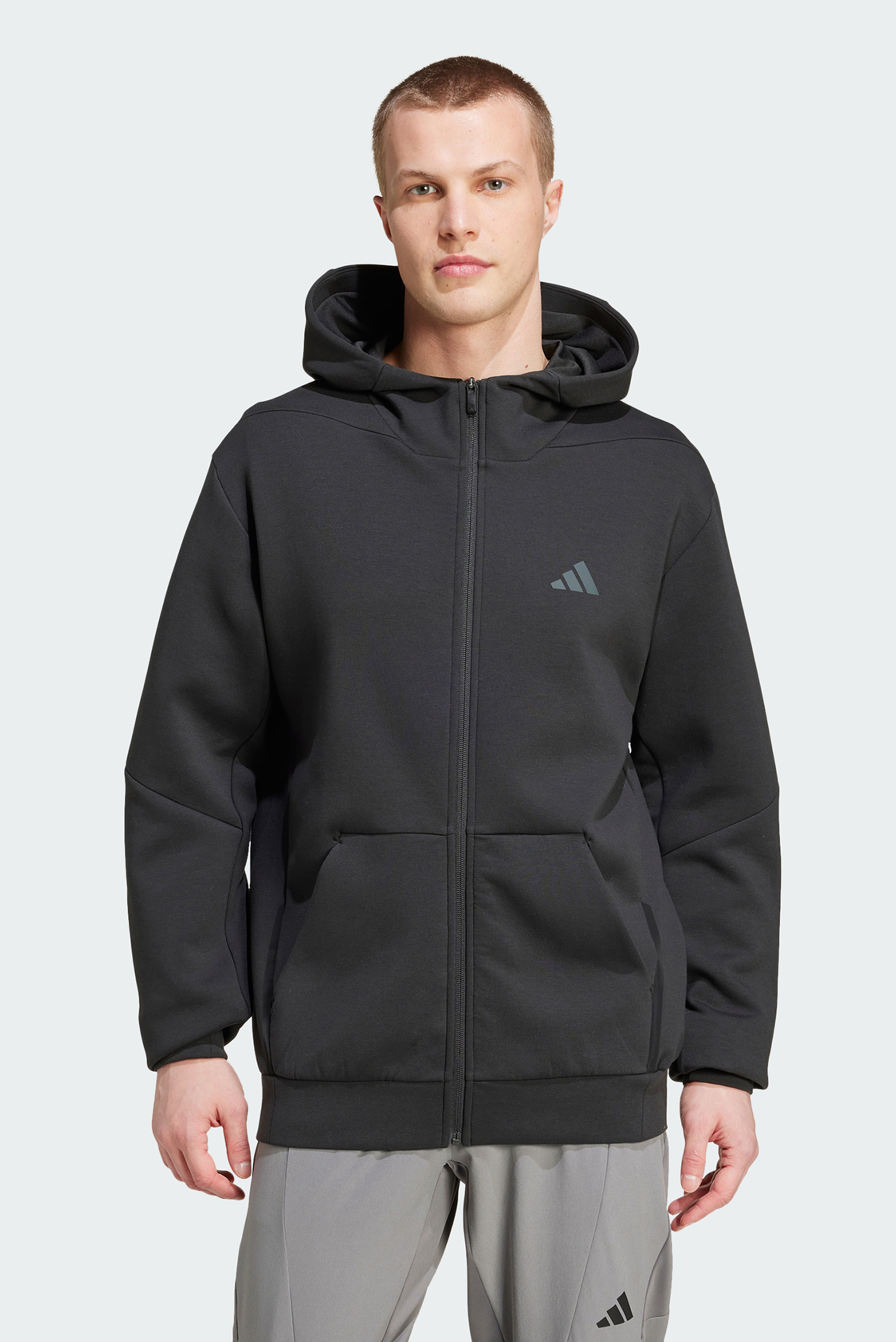 Мужское черное худи Designed for Training Full-Zip 1