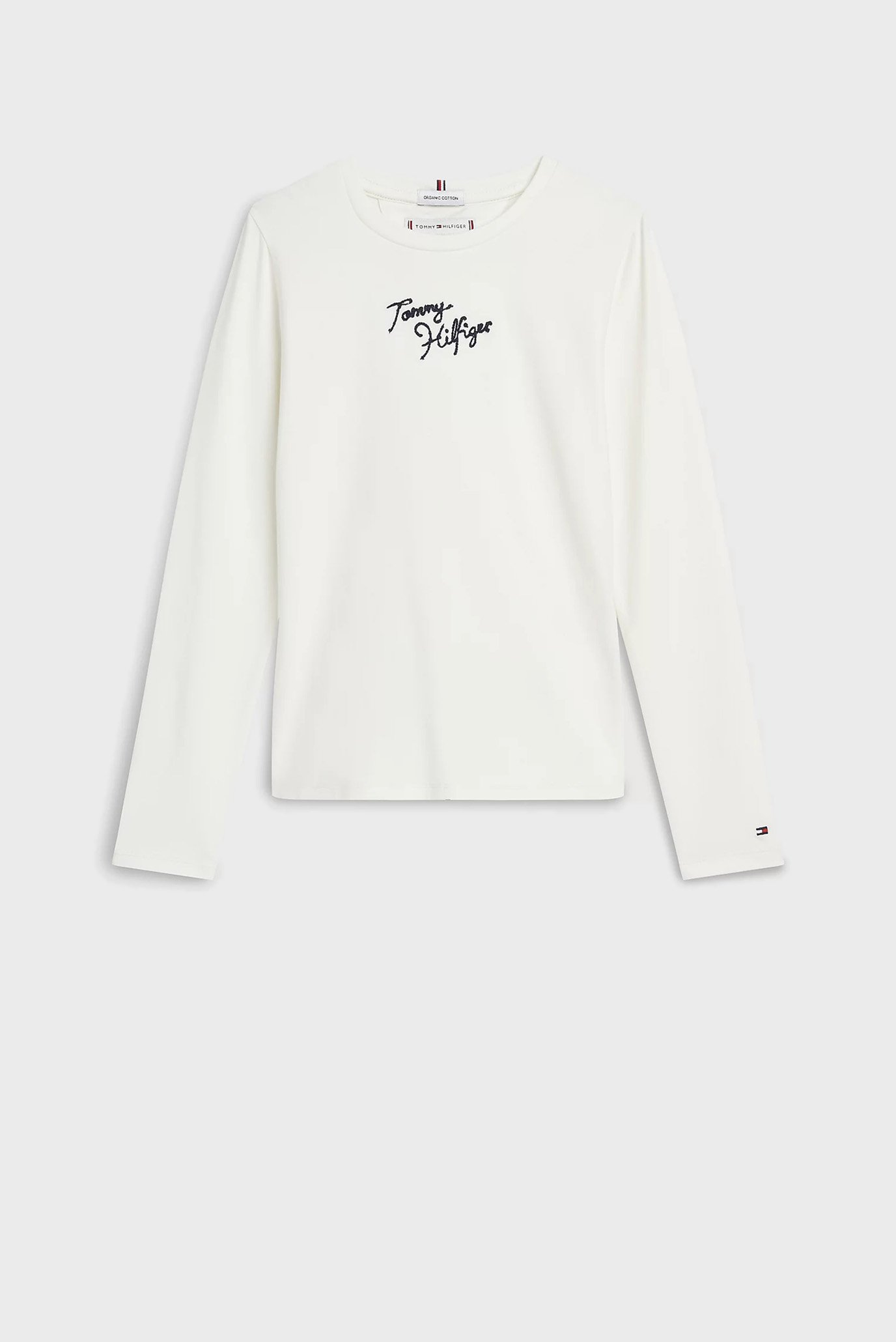 Детский белый лонгслив TOMMY CHAIN STITCH TEE 1