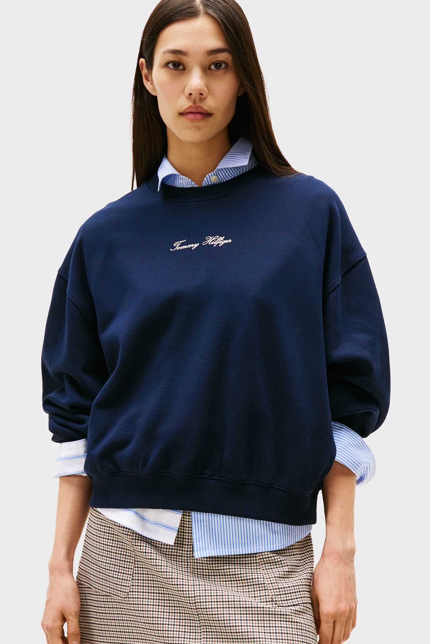 Женский темно-синий свитшот CLASSIC SCRIPT TERRY Синий S Tommy Hilfiger WW0WW48269