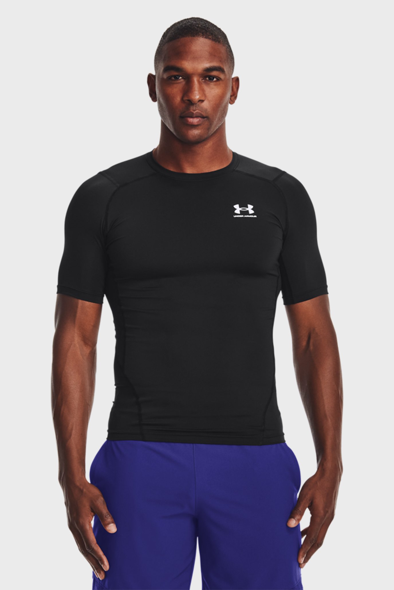 Мужская черная футболка UA HG Armour Comp SS-BLK 1