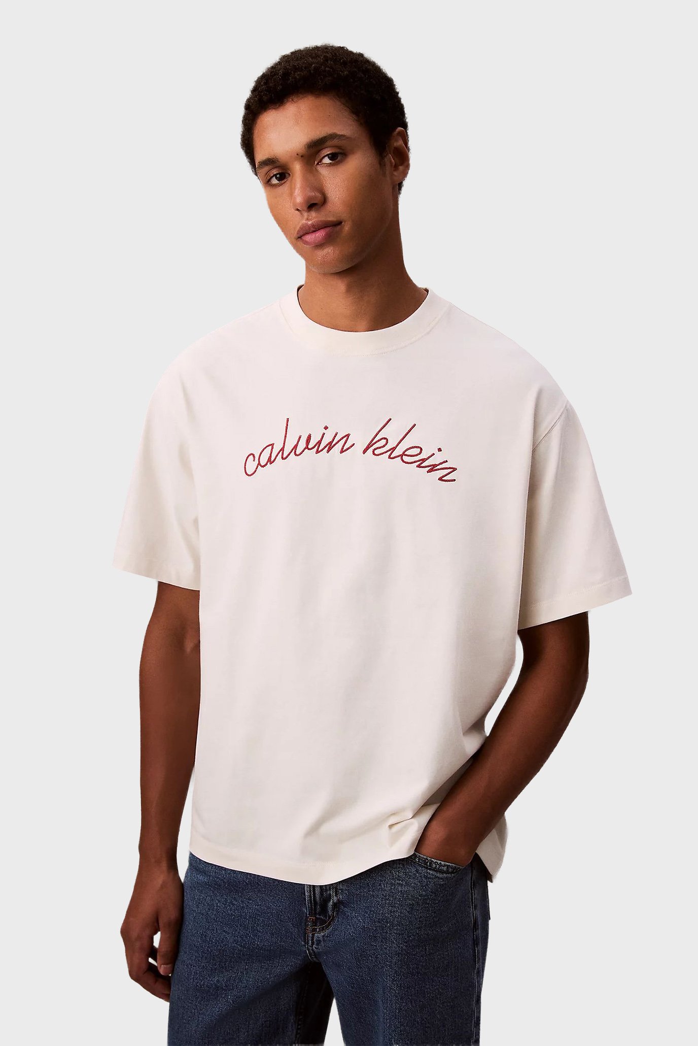 Мужская белая футболка CENTER CHAIN STITCH Белый XXL Calvin Klein Jeans LV04RC225G Мужская белая футболка CENTER CHAIN STITCH Белый XXL Calvin Klein Jeans LV04RC225G