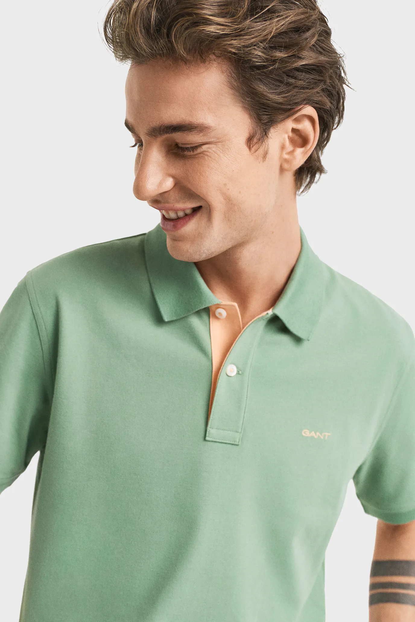 Чоловіче зелене поло REG CONTRAST PIQUE 3