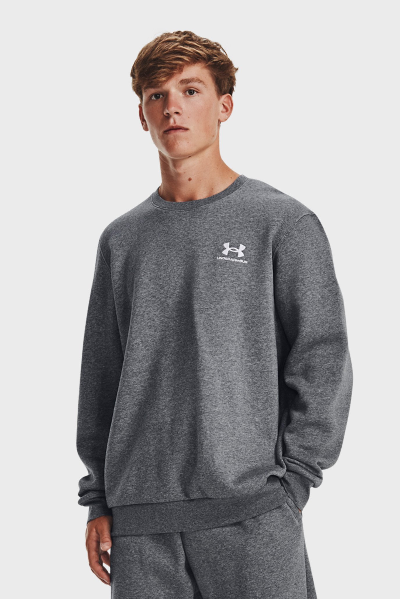 Чоловічий сірий світшот UA Essential Fleece Crew 1