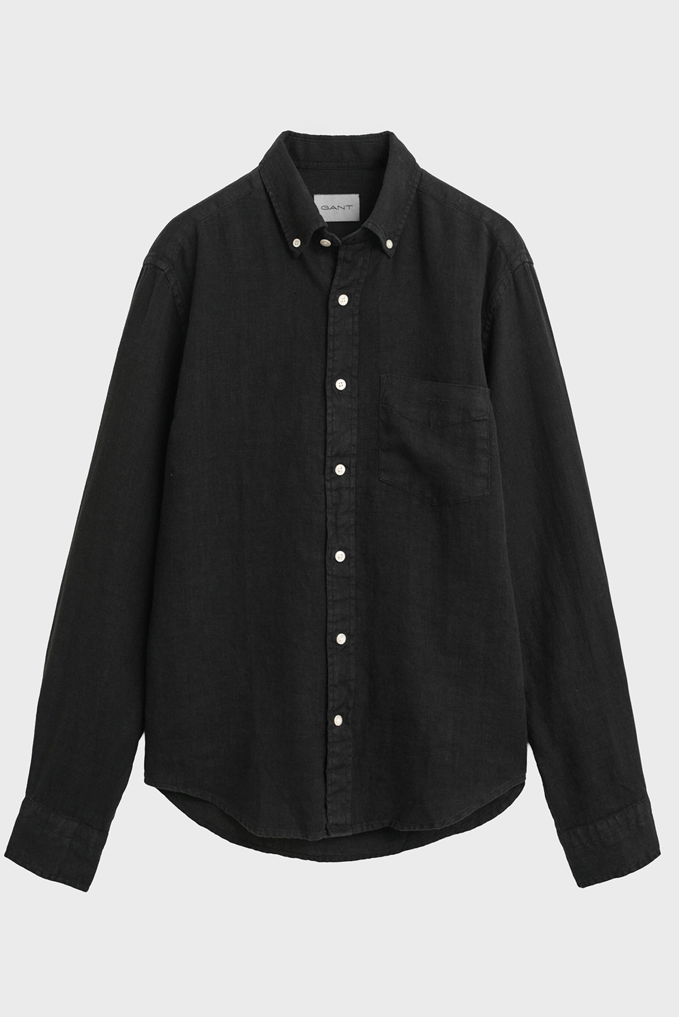 Мужская черная льняная рубашка REG GMNT DYED LINEN SHIRT Черный 3XL Gant 3240120