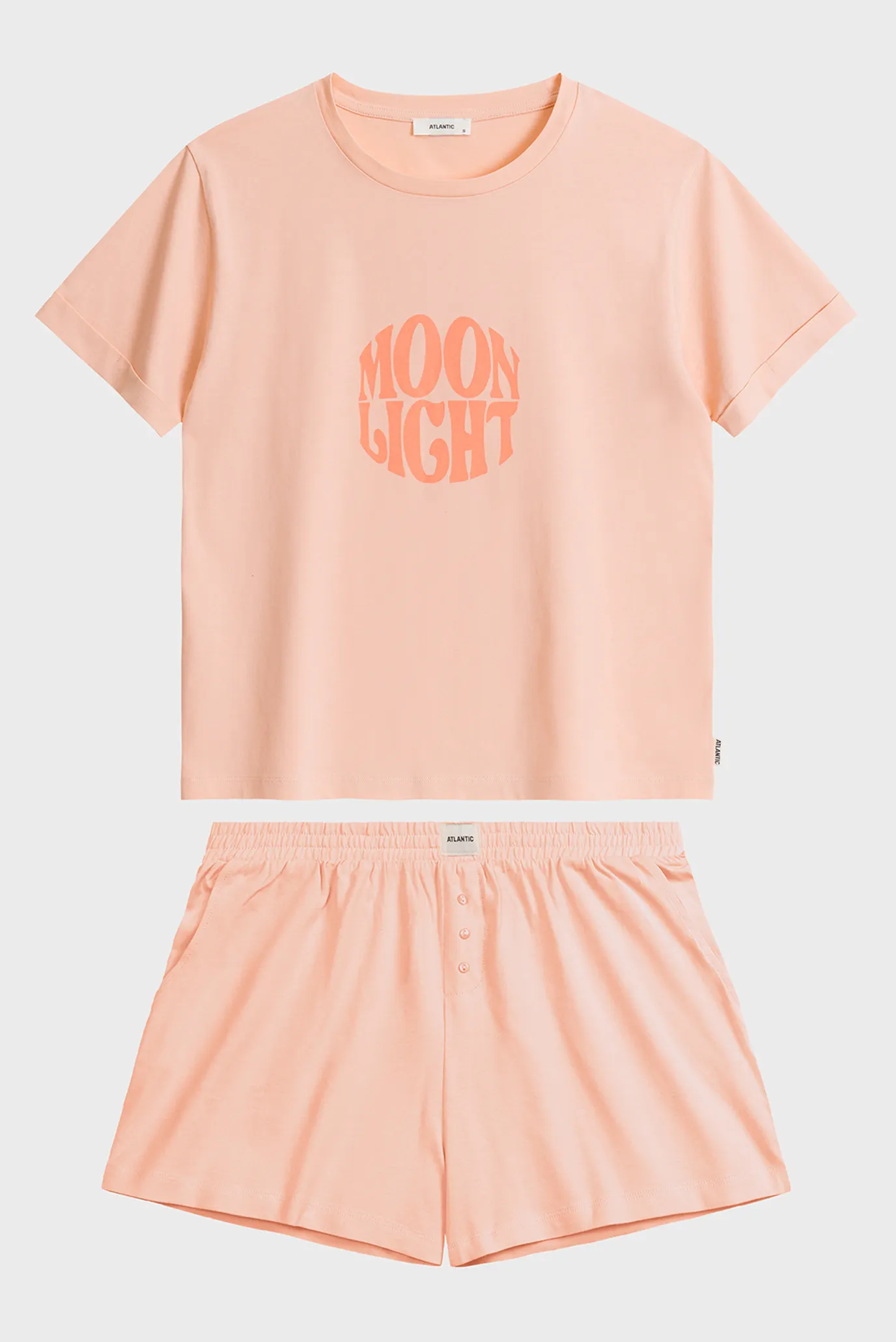 Женская розовая пижама (футболка, шорты) 3
