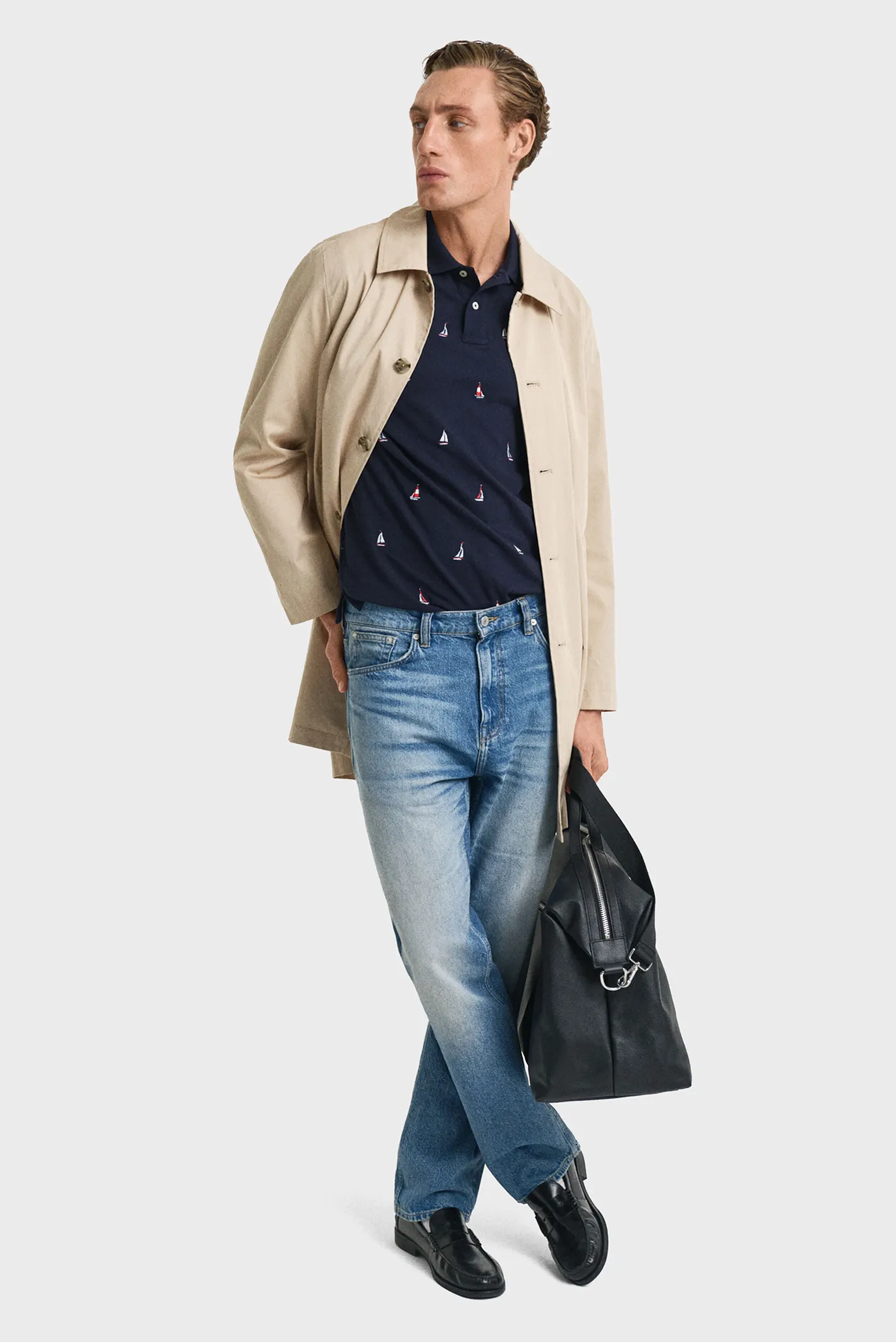 Чоловіче темно-синє поло з візерунком EMBROIDERED GRAPHIC 2