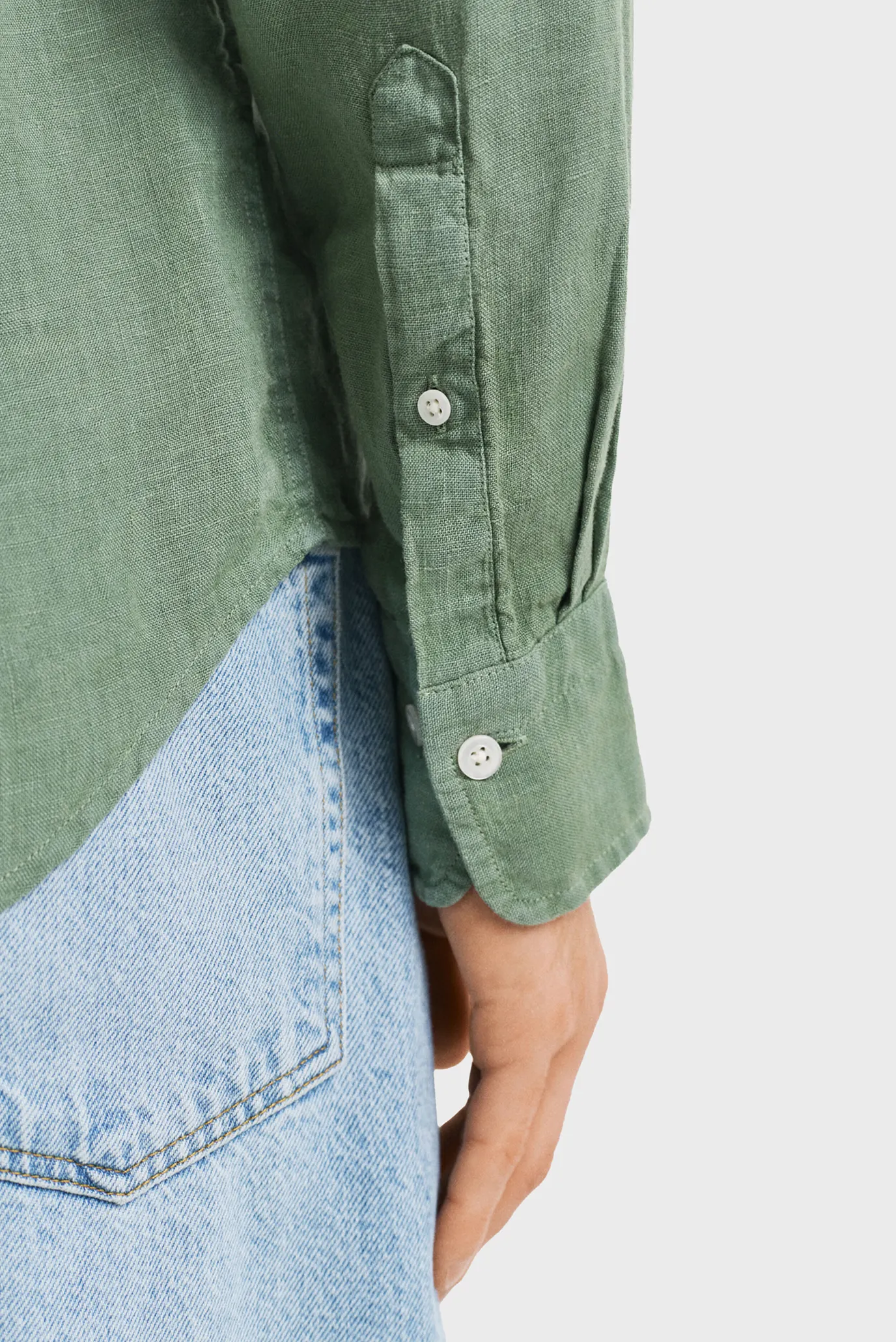 Мужская зеленая льняная рубашка REG GMNT DYED LINEN SHIRT 5