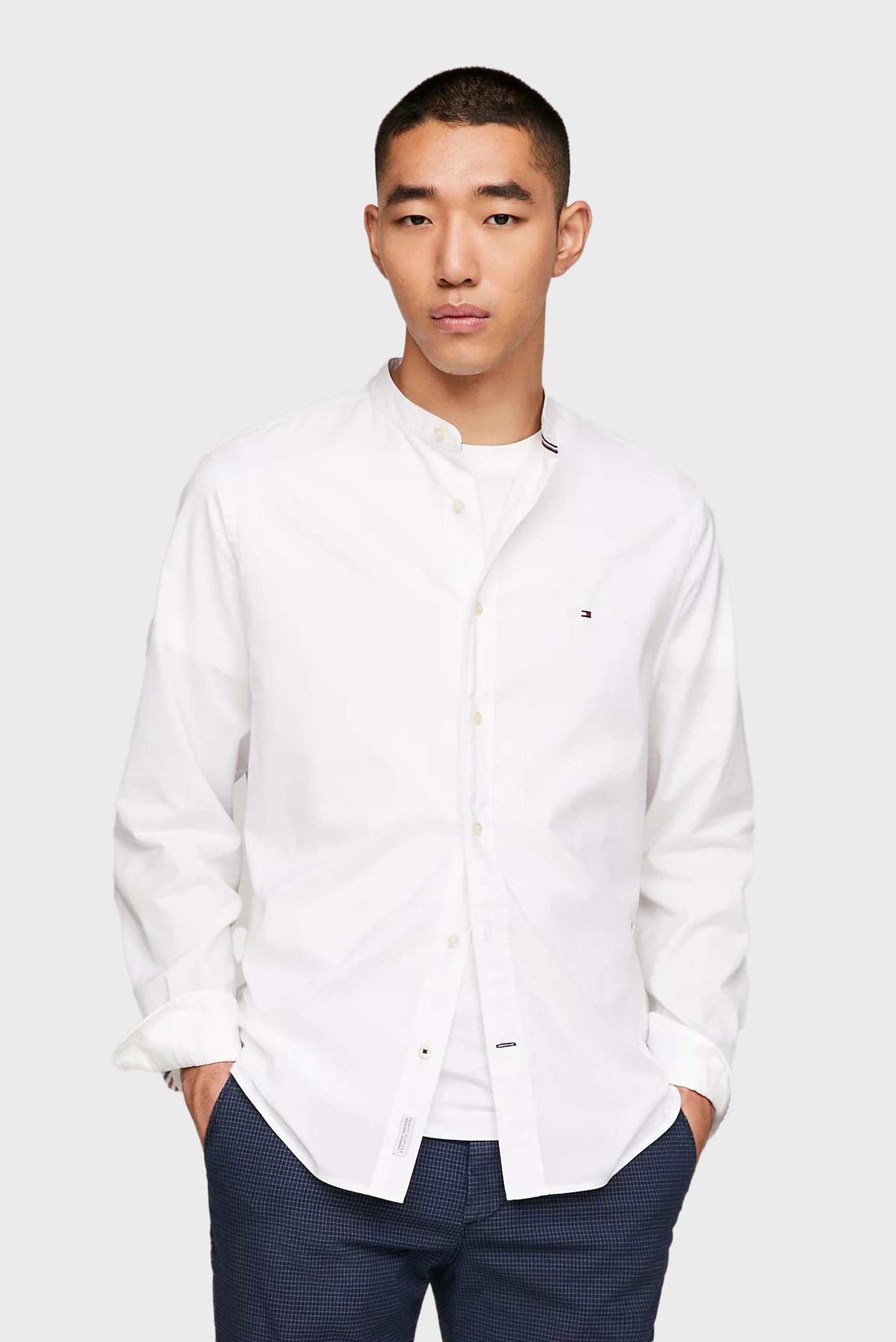 Мужская белая рубашка NATURAL SOFT SOLID MAO RF 1