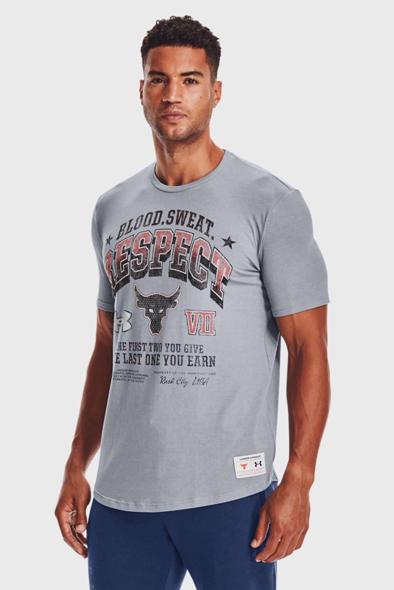 Мужская серая футболка UA Project Rock BSR SS 1