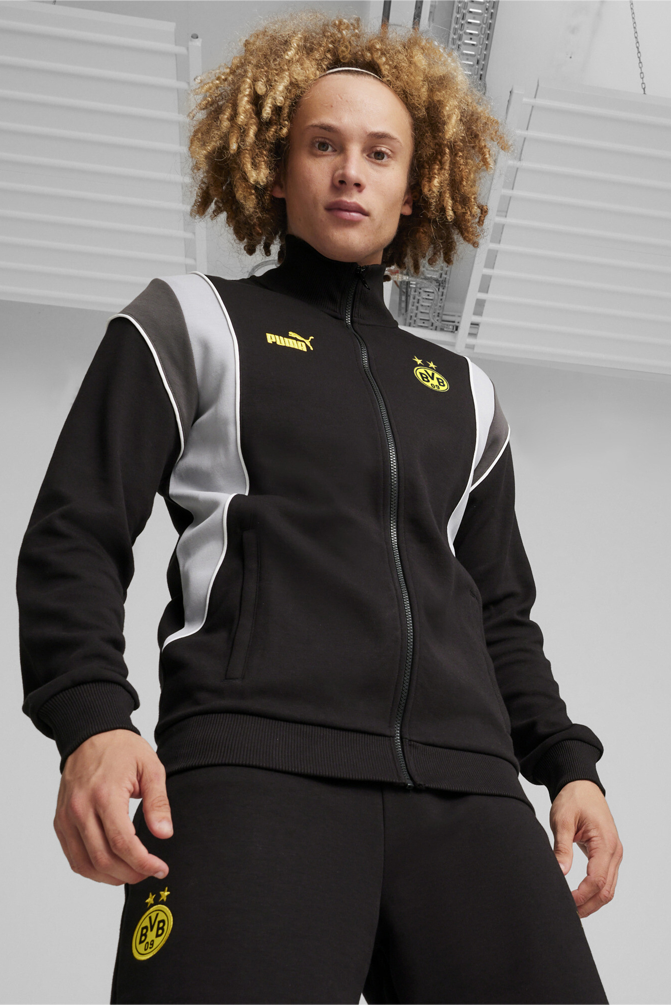 Мужская черная кофта Borussia Dortmund FtblArchive Track Jacket 1