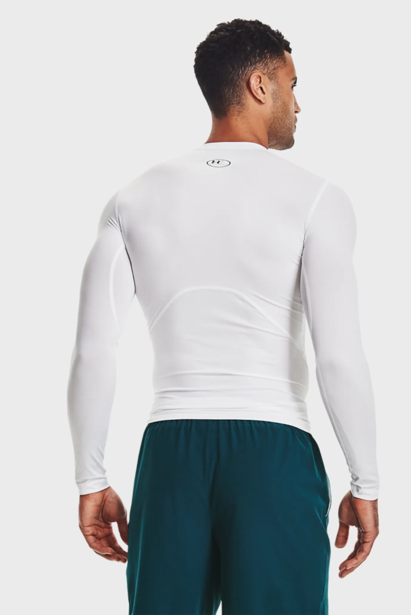 Чоловічий білий лонгслів UA HG Armour Comp 3
