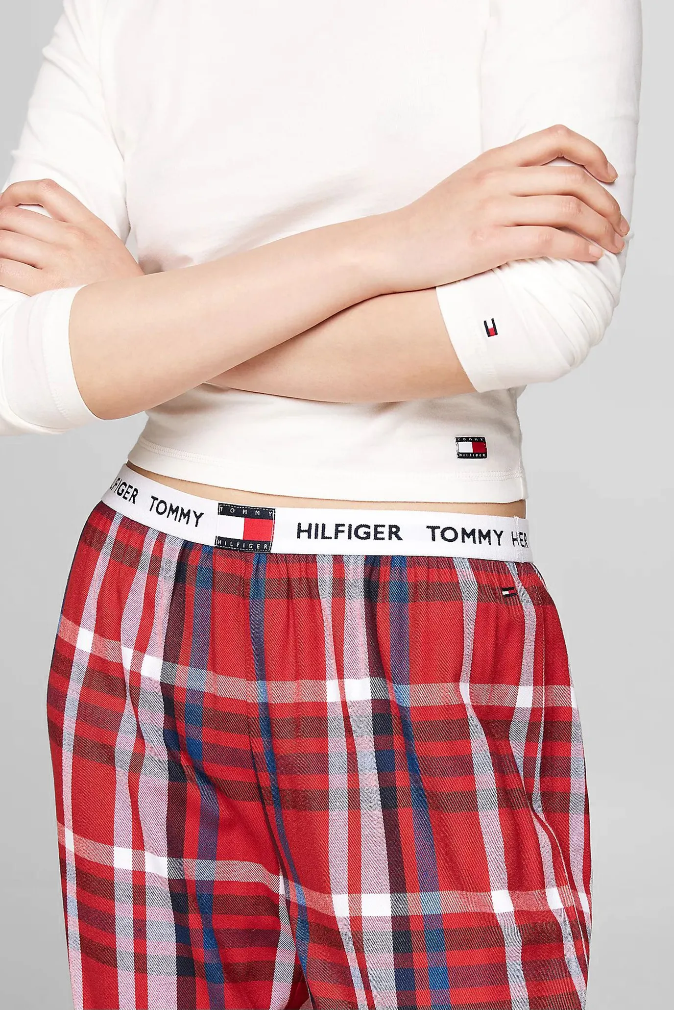 Женские красные брюки в клетку FLANNEL CUFFED PANT 4