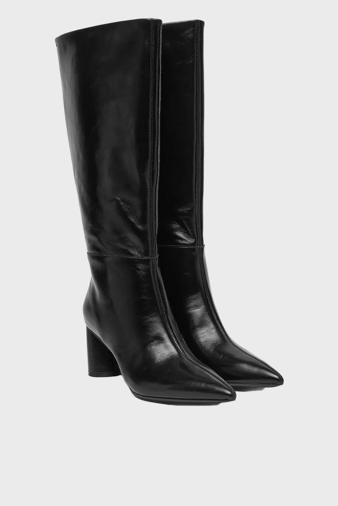 Женские черные кожаные сапоги 3