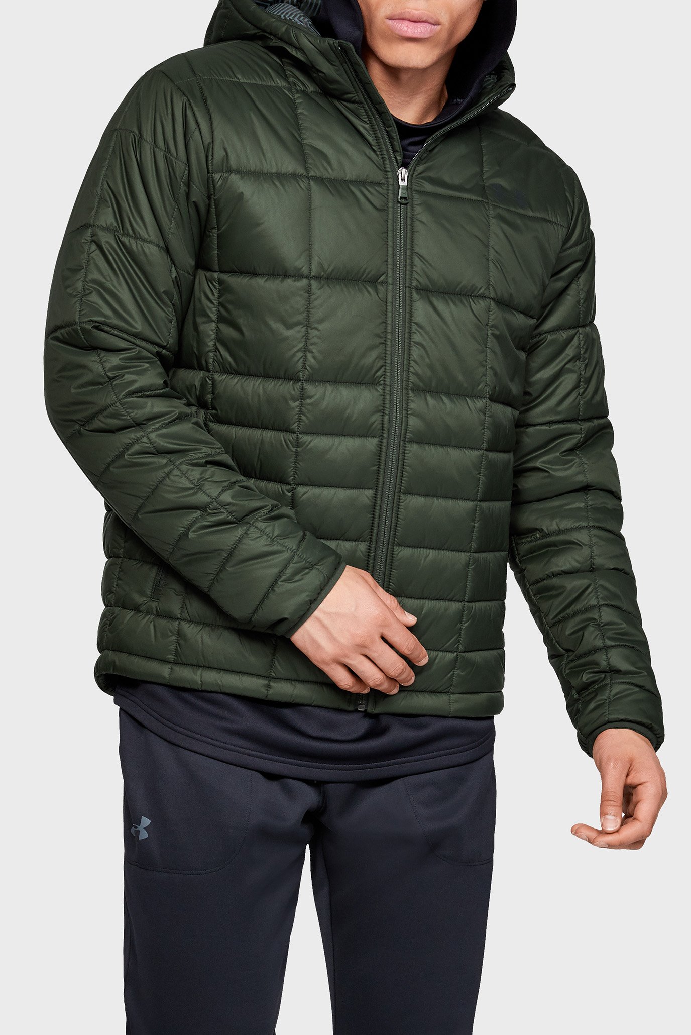 Мужская зелёная куртка UA Armour Insulated Hooded 1