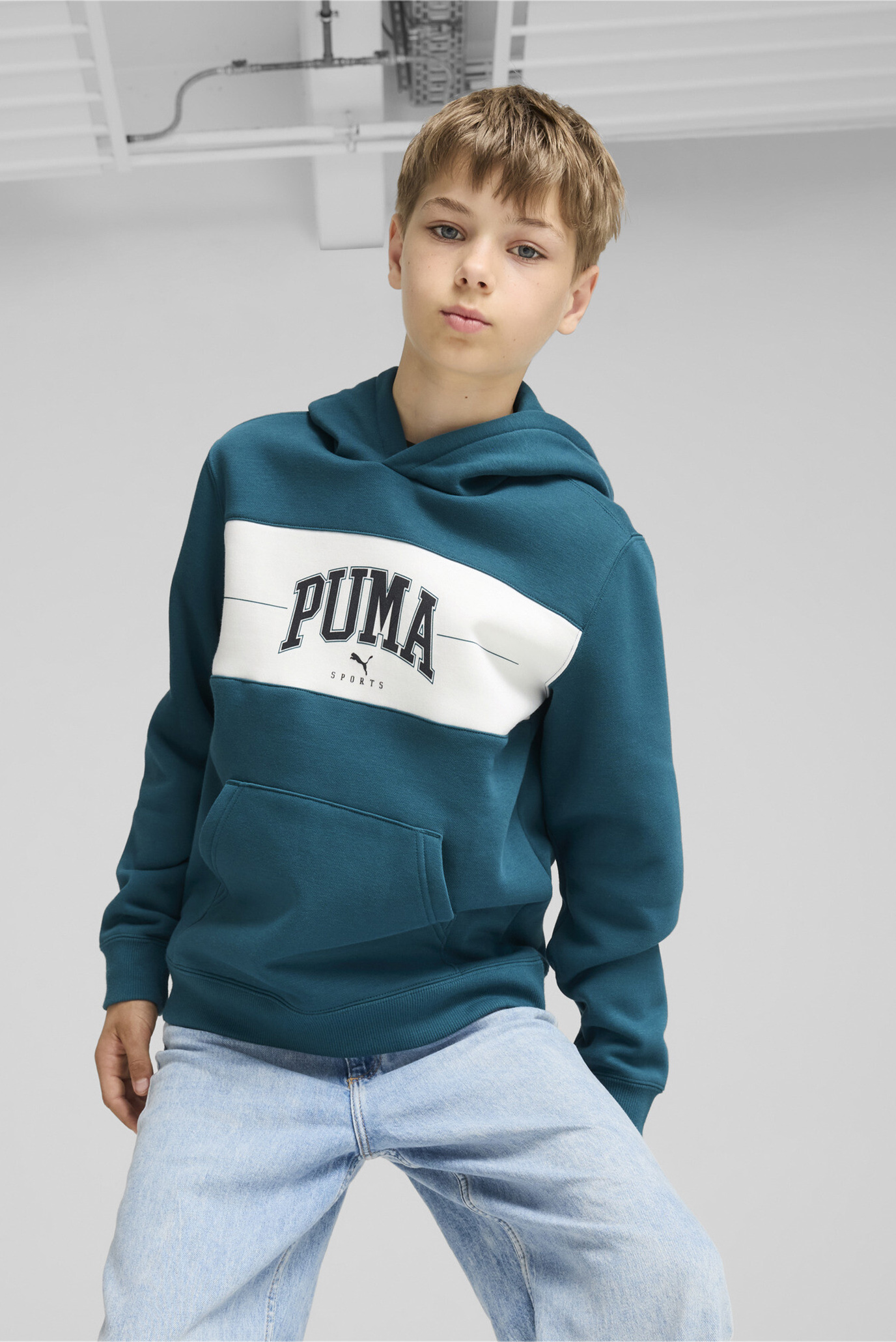 Детское бирюзовое худи PUMA SQUAD Hoodie Youth 1