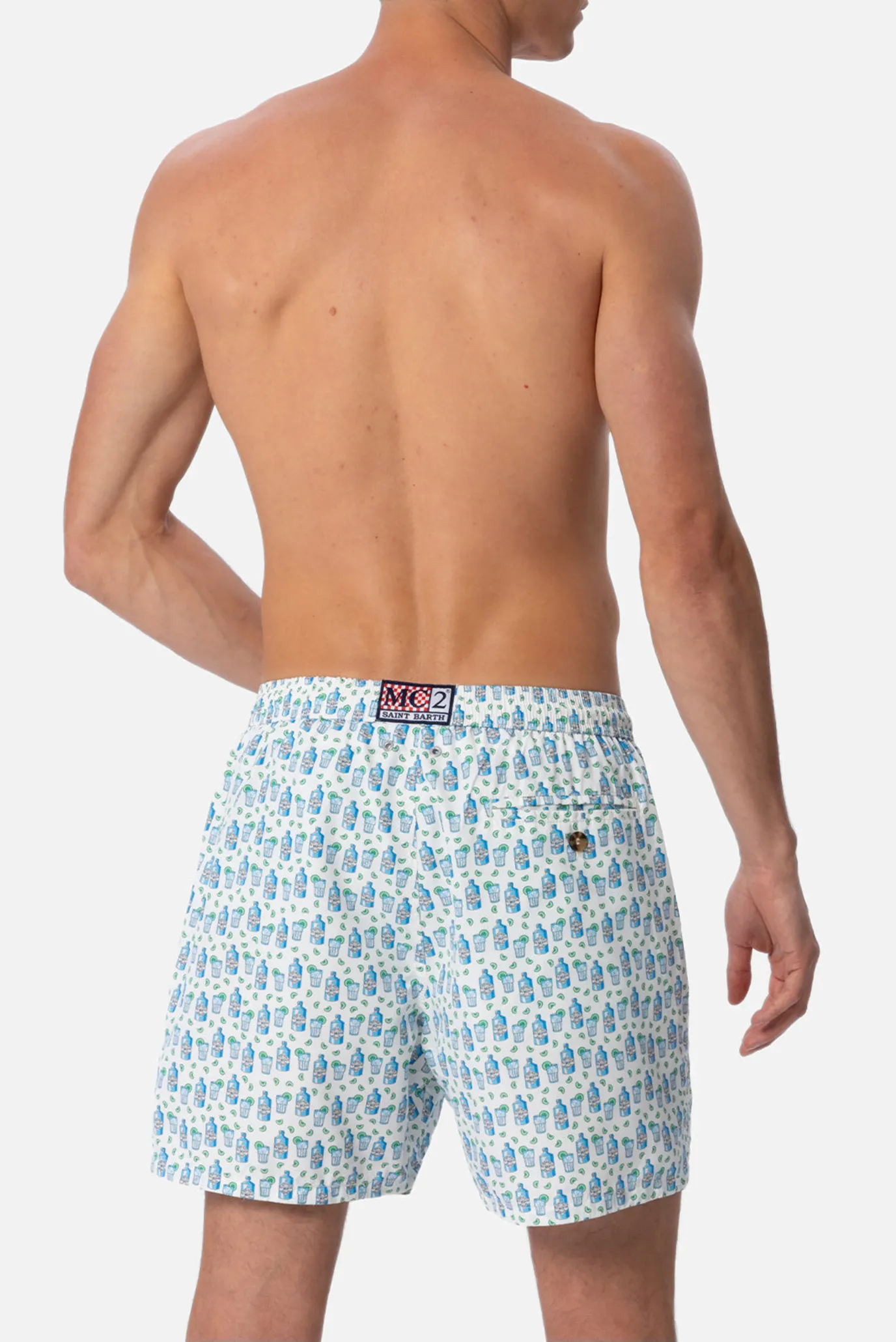 Мужские белые плавательные шорты с узором 2