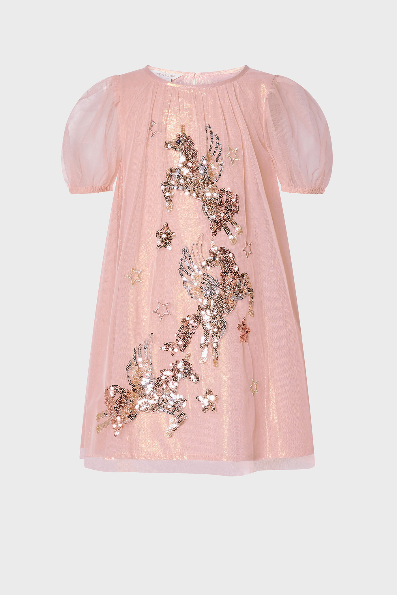 Детское розовое платье SEQUIN TRAPEZE UNICO 1