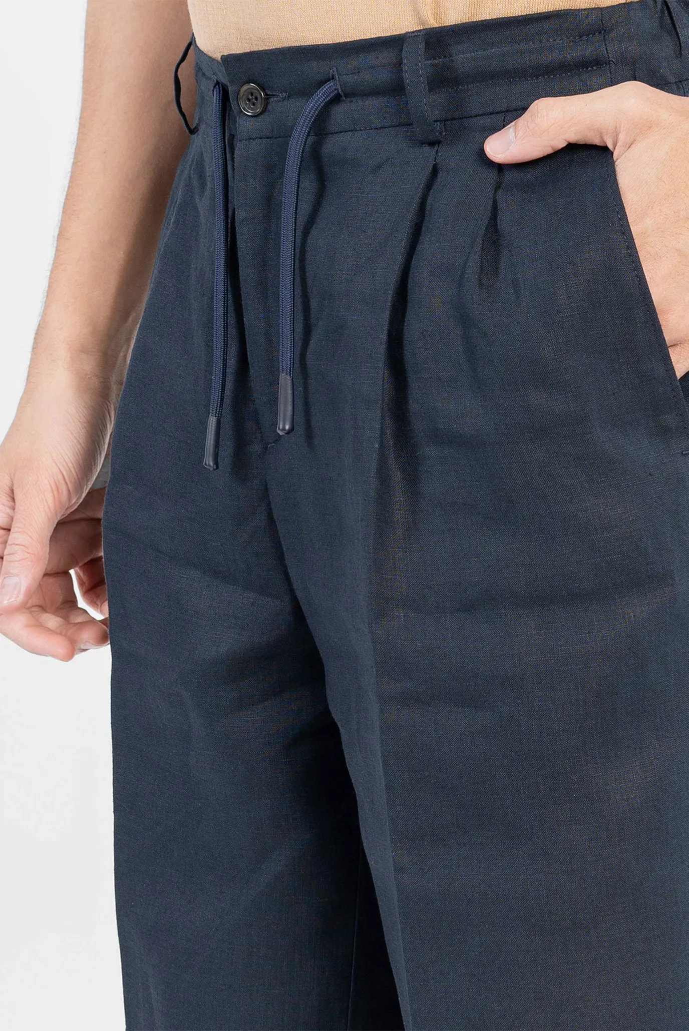 Чоловічі темно-сині лляні шорти 4