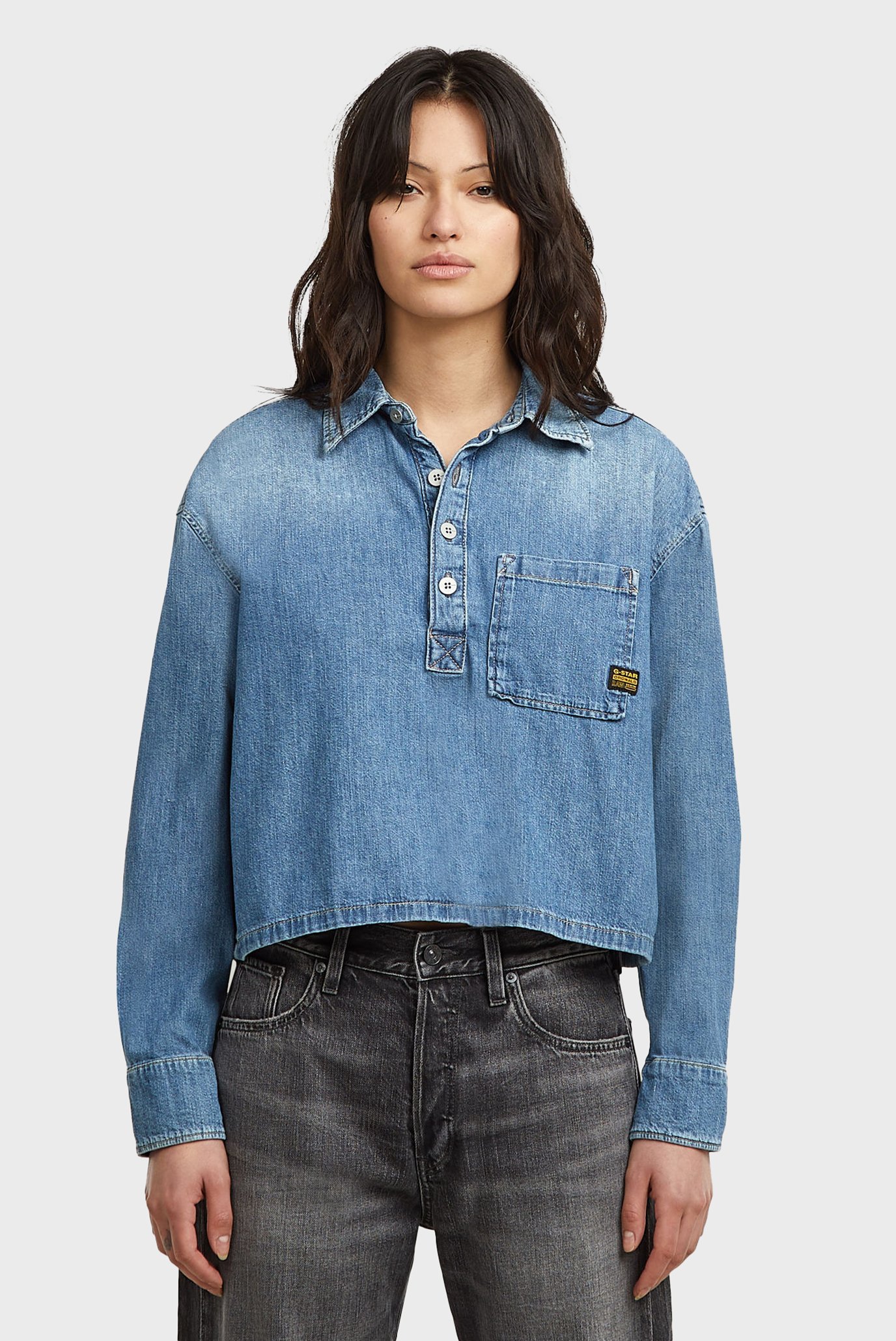 Женская голубая джинсовая рубашка Boxy day Голубой L G-Star RAW D26297,D946 Женская голубая джинсовая рубашка Boxy day Голубой L G-Star RAW D26297,D946