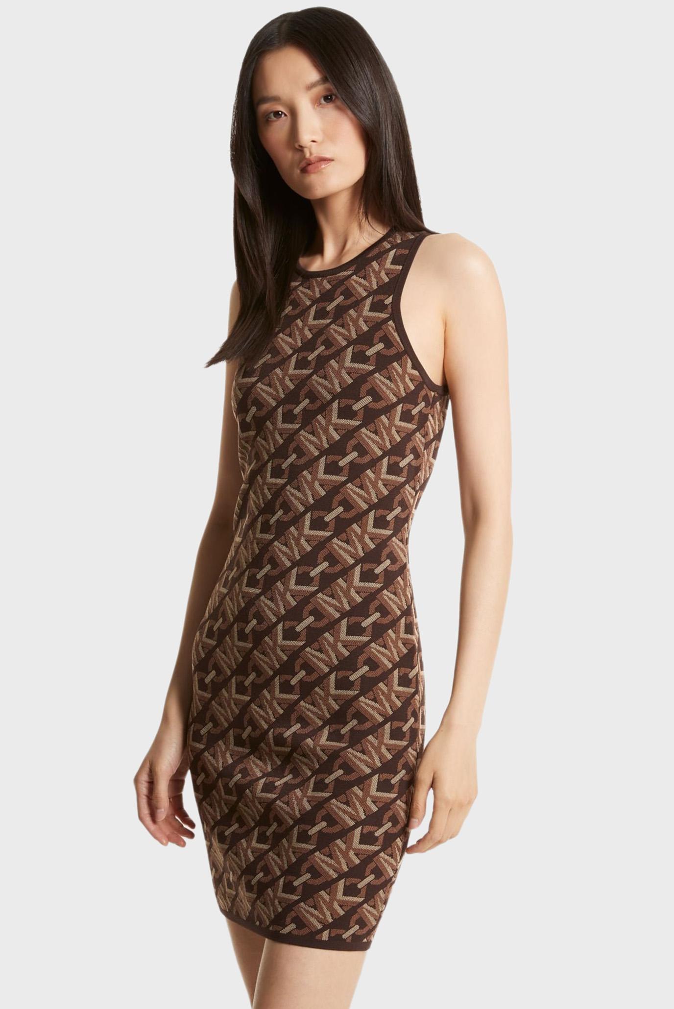 Женское коричневое платье с узором ECO MK DOT EMPR LOGO 1