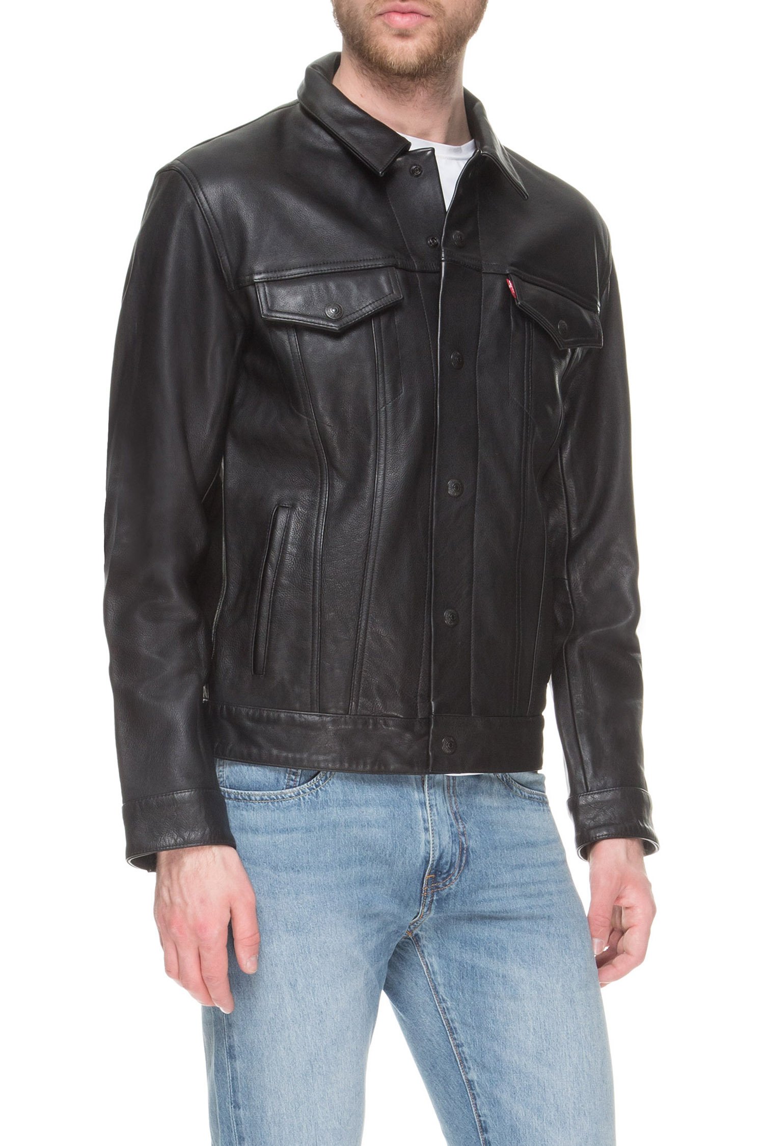 Мужская черная кожаная куртка Levi’s® 57727;0002 — MD-Fashion