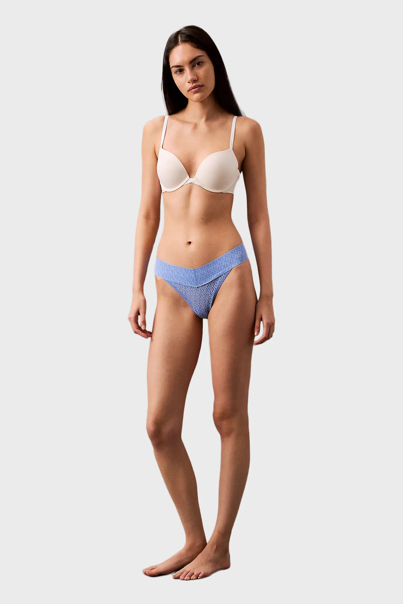 Жіночі блакитні трусики з візерунком LOW RISE THONG 2