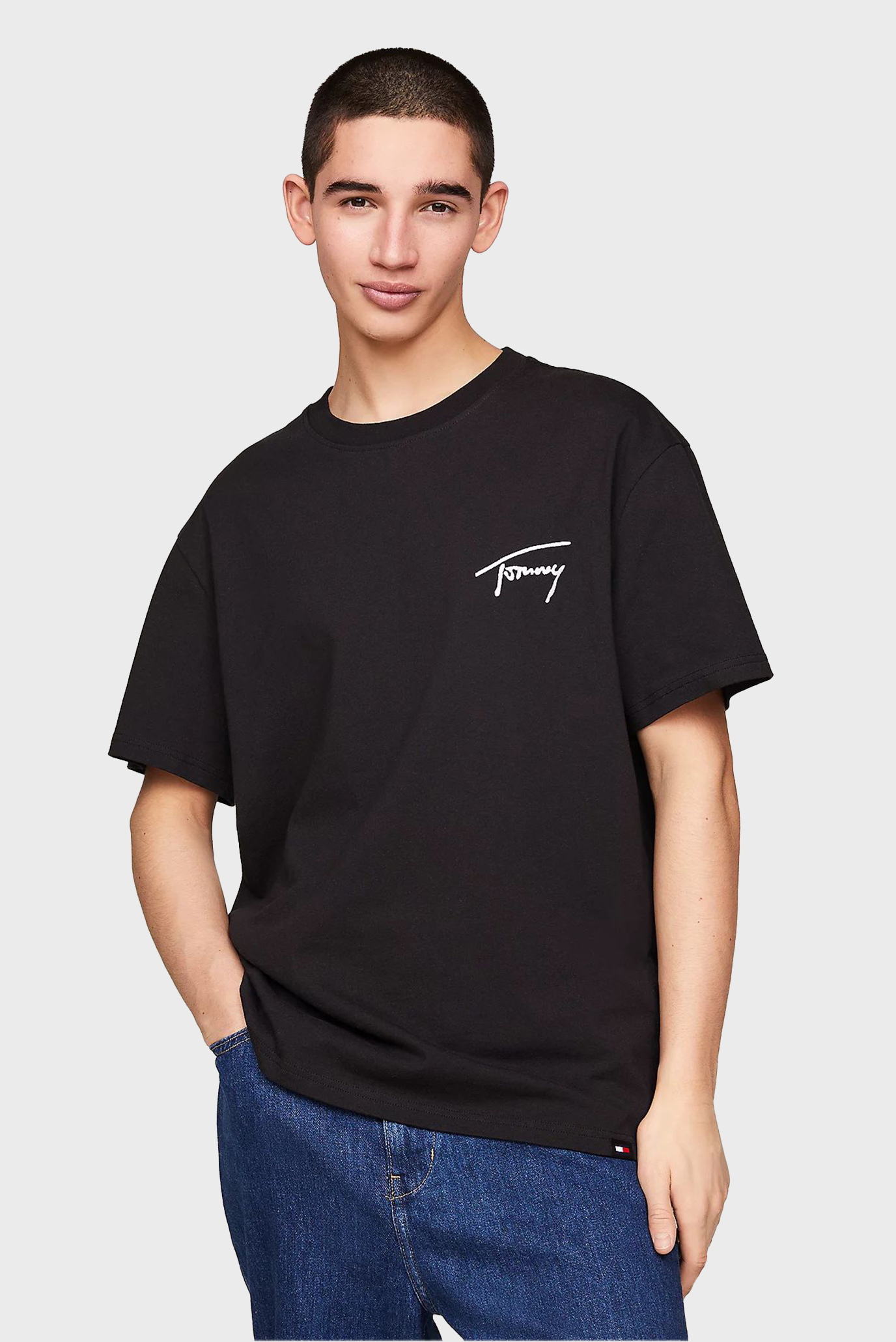 Мужская черная футболка TJM REG SIGNATURE TEE EXT 1