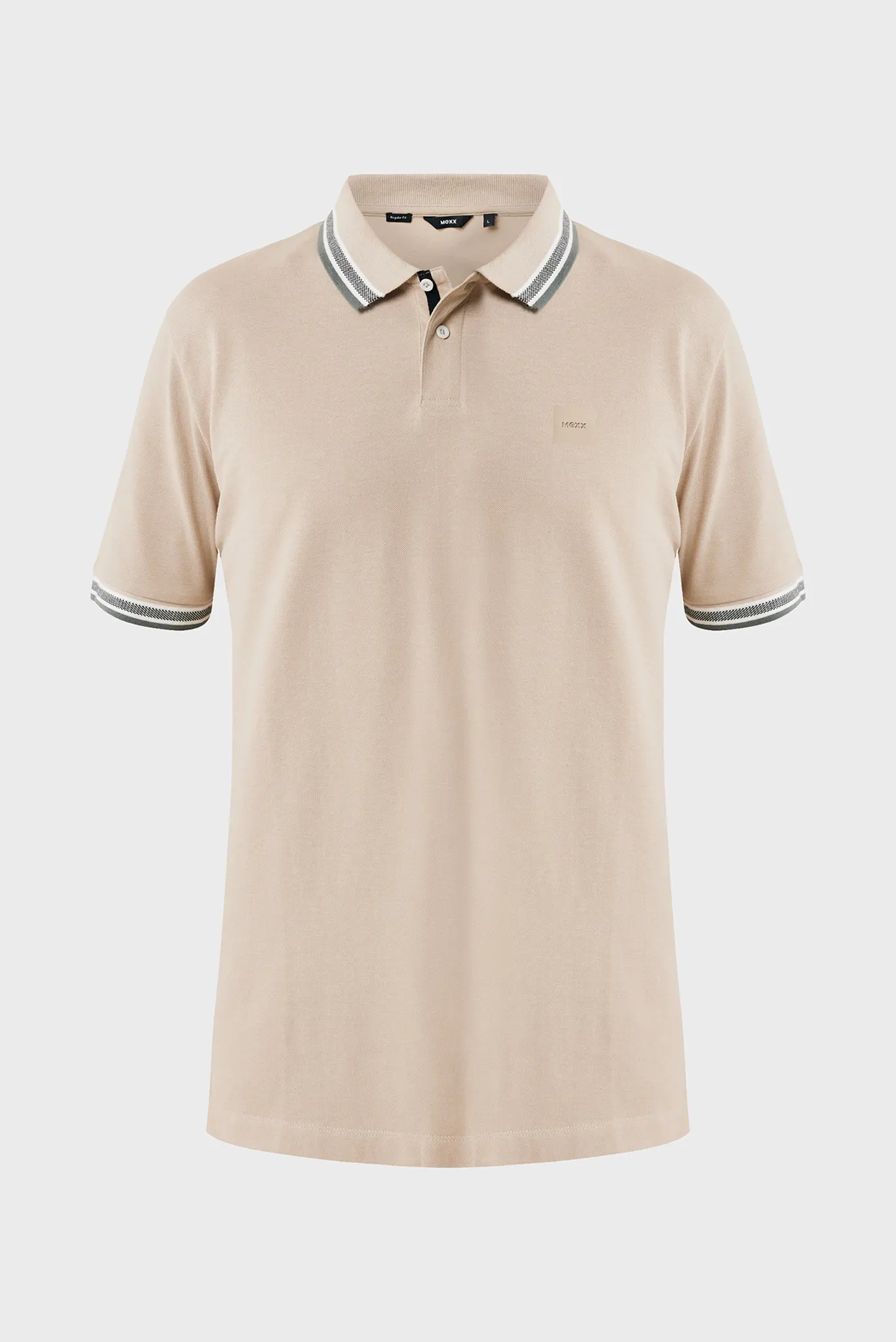 Мужское бежевое поло Tipping polo regular fit 5