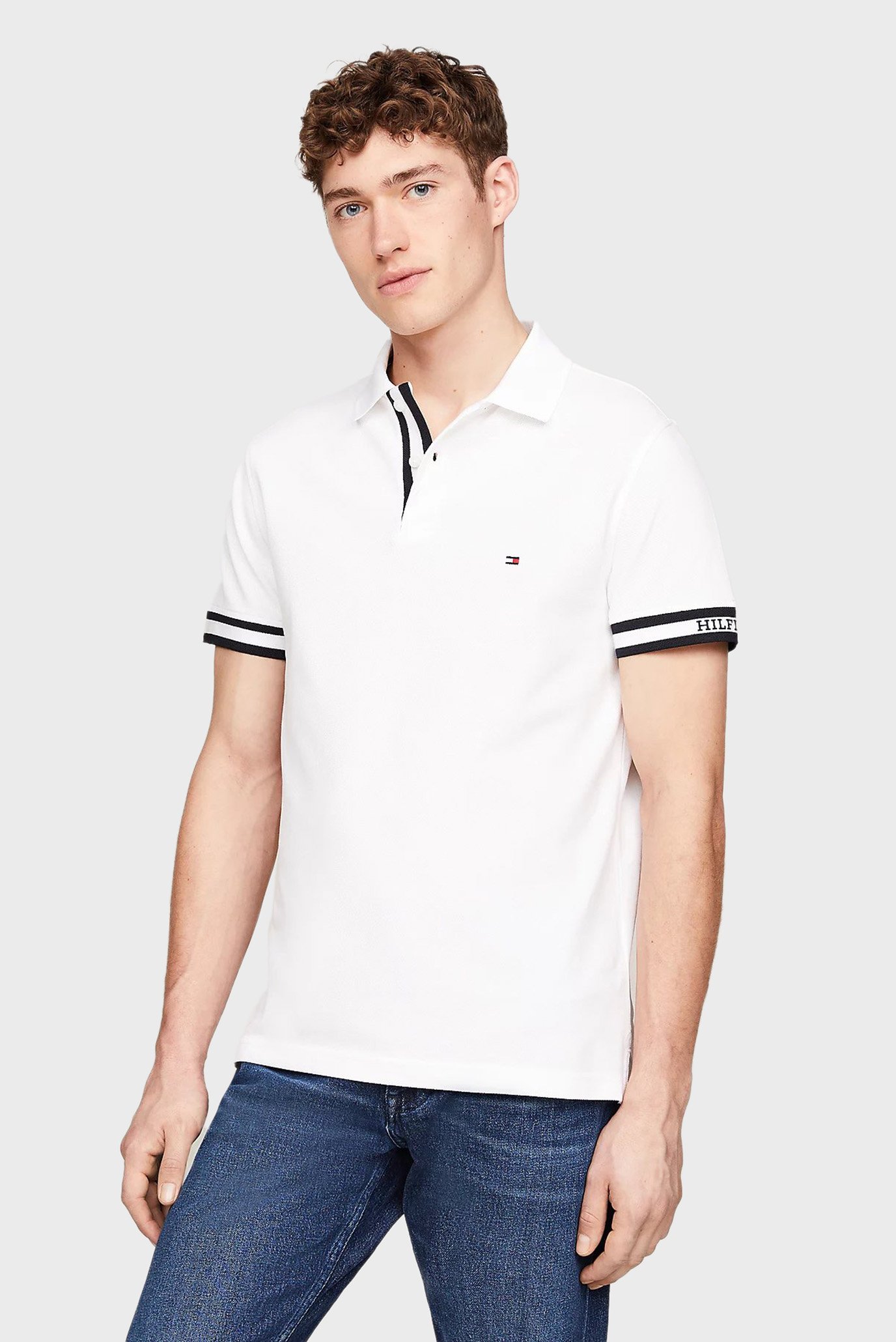 Мужское белое поло MONOTYPE CUFF SLIM FIT POLO 1