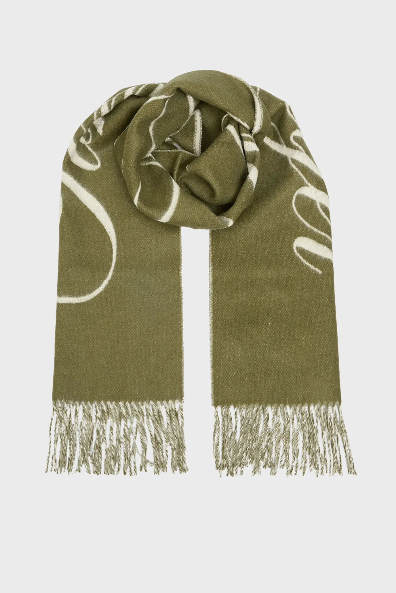 Жіночий зелений вовняний шарф SCRIPT LOGO 1