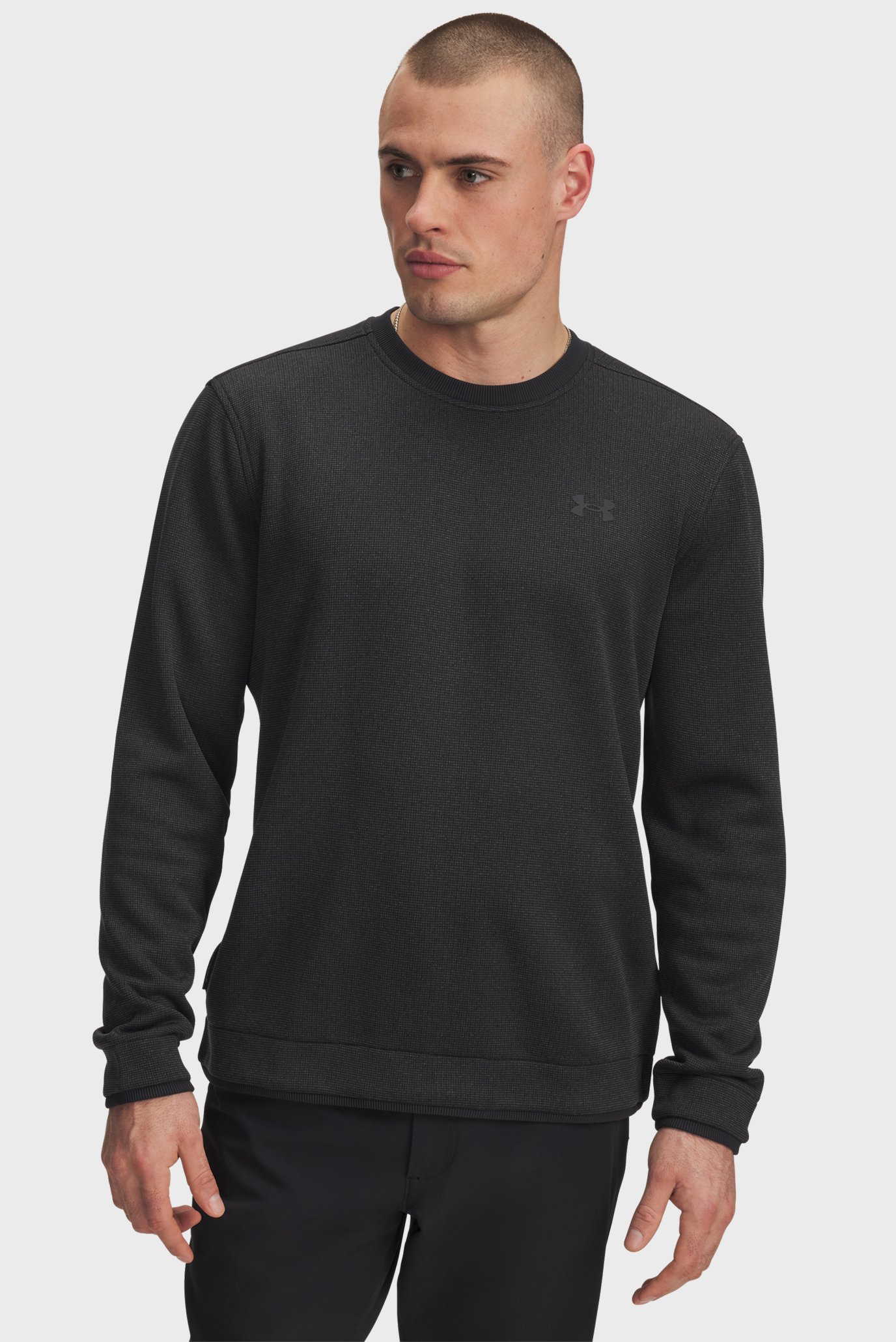 Мужской черный лонгслив UA M Sweater Fleece Crew Черный M Under Armour 6003723-001 Мужской черный лонгслив UA M Sweater Fleece Crew Черный M Under Armour 6003723-001