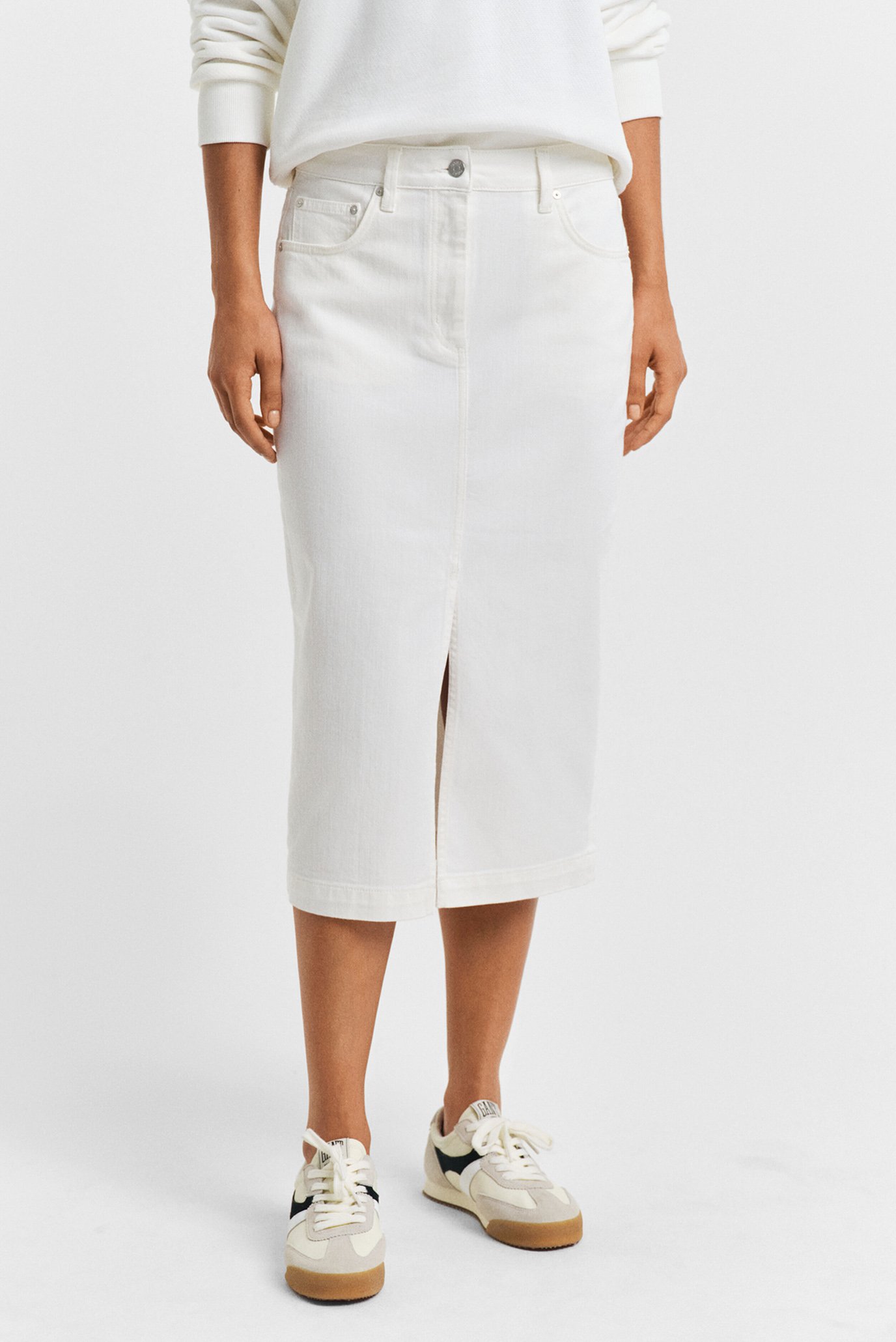 Женская белая джинсовая юбка MIDI WHITE DENIM SKIRT 1