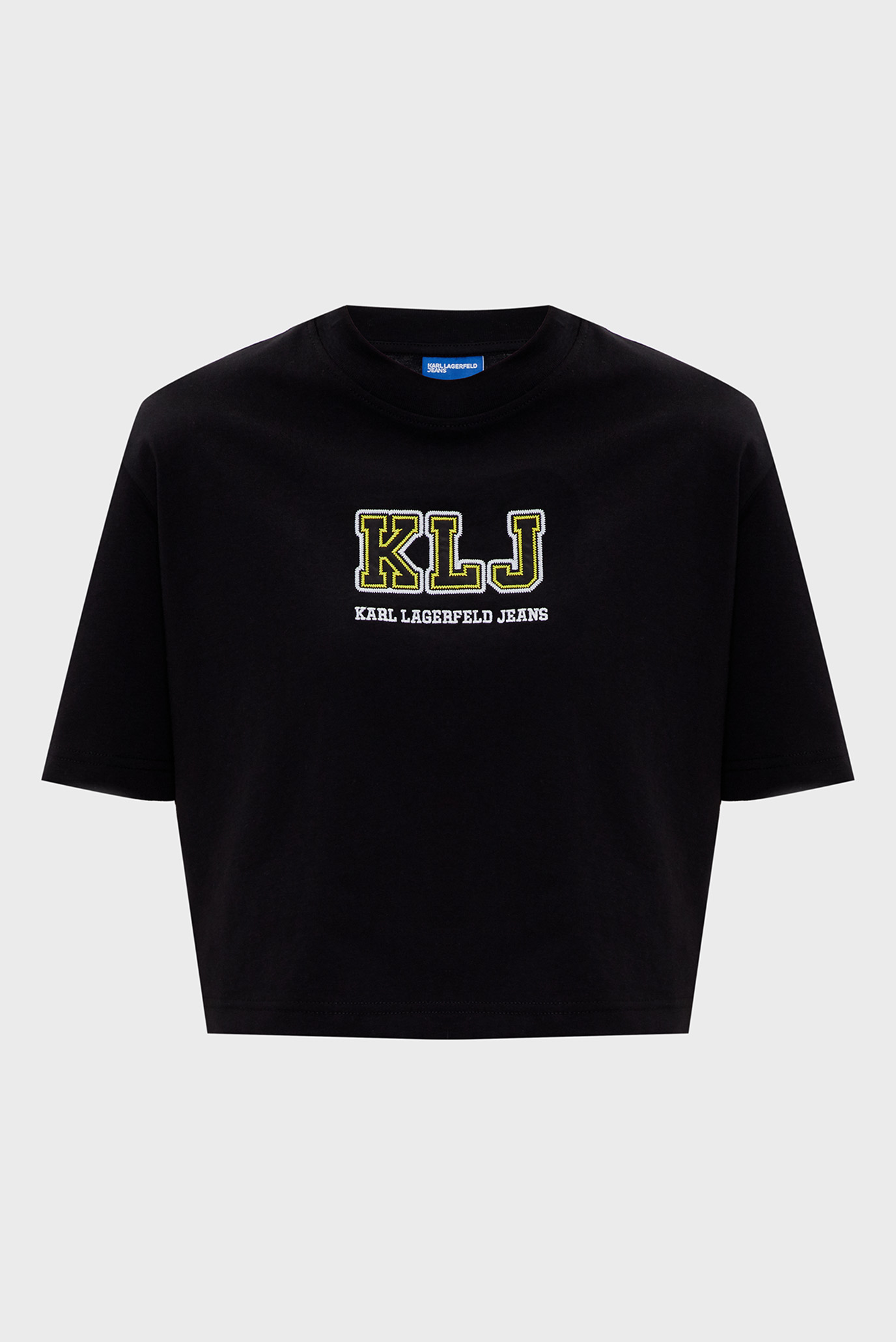 Женская черная футболка KLJ REGULAR CROP LOGO SSLV TEE 1