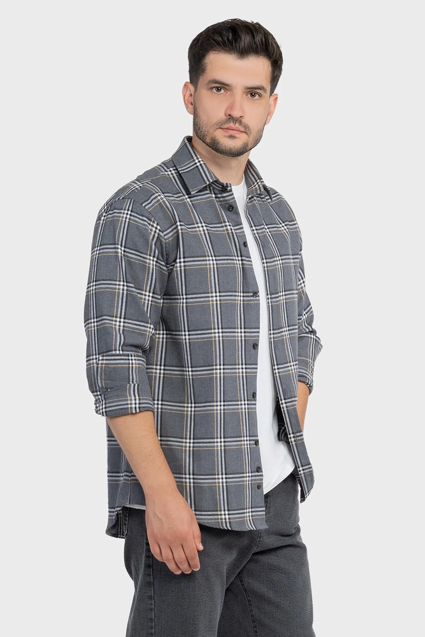 Чоловіча сіра картата сорочка 3