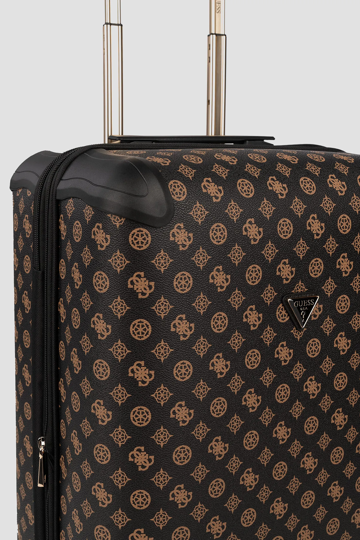 Женский темно-коричневый чемодан с узором 46 см 6