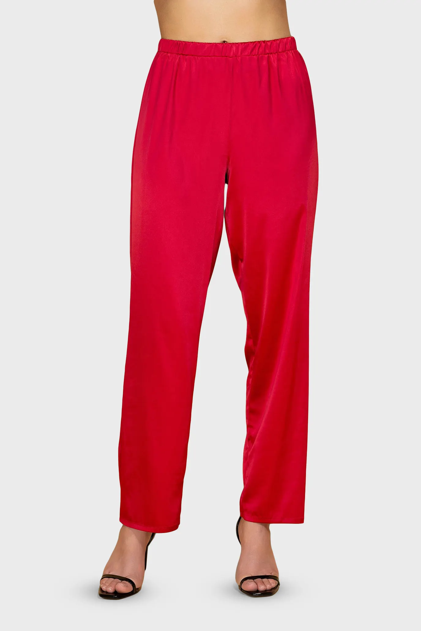 Женская красная пижама (топ, брюки) 5